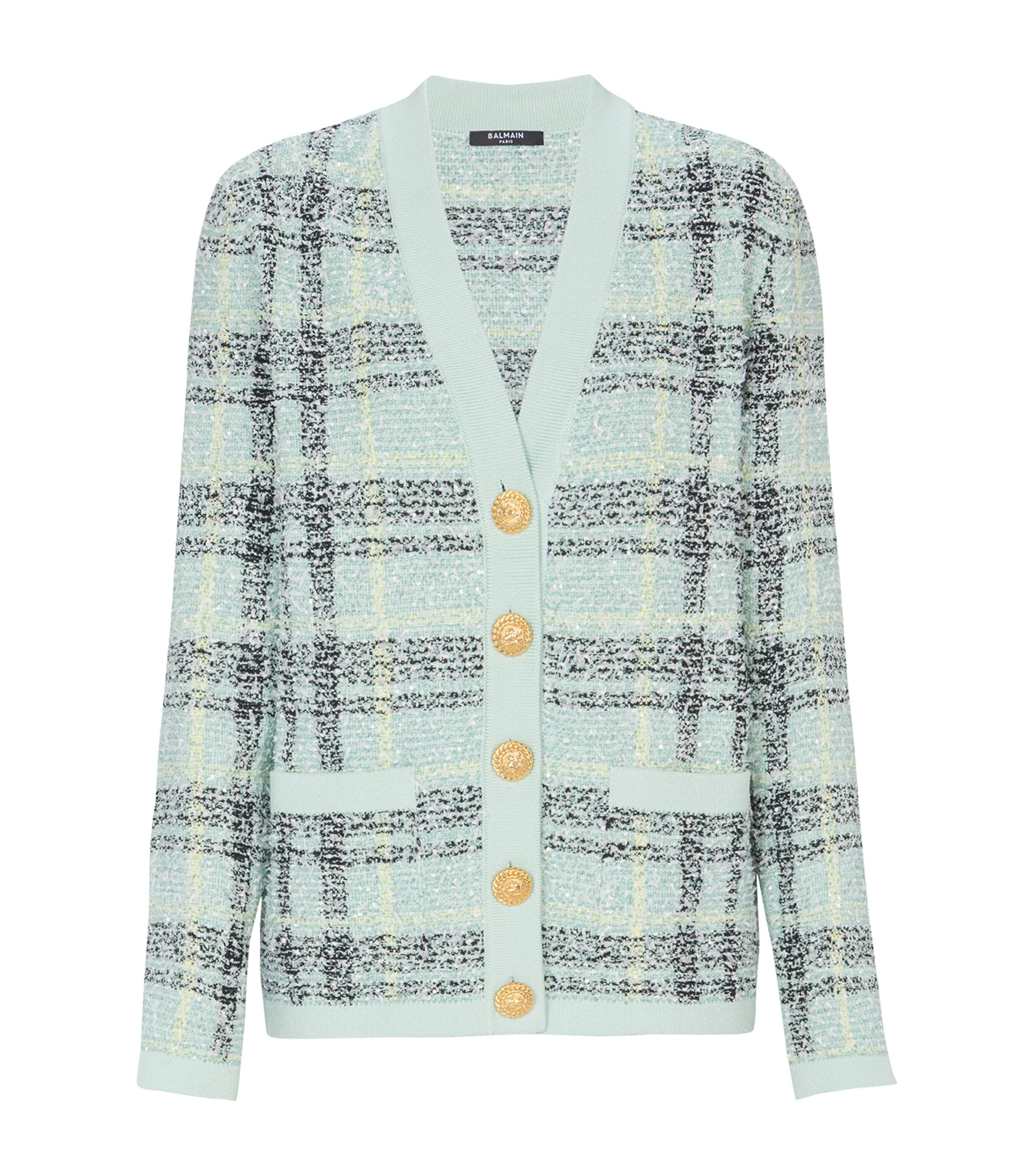 Tweed Sequin Cardigan ULM VERT/JAUNE/NOIR Image 1