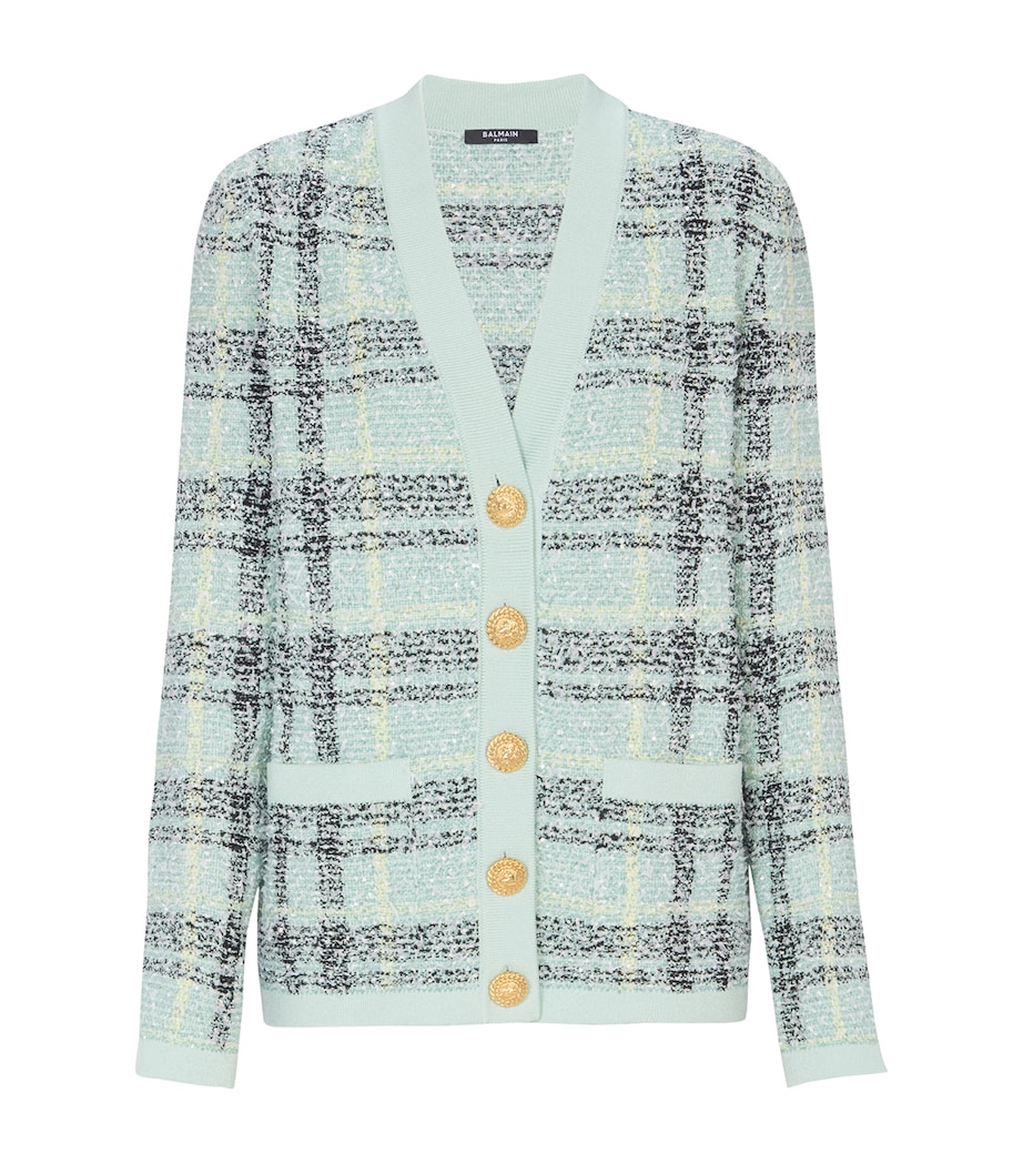 Tweed Sequin Cardigan ULM VERT/JAUNE/NOIR Image 1