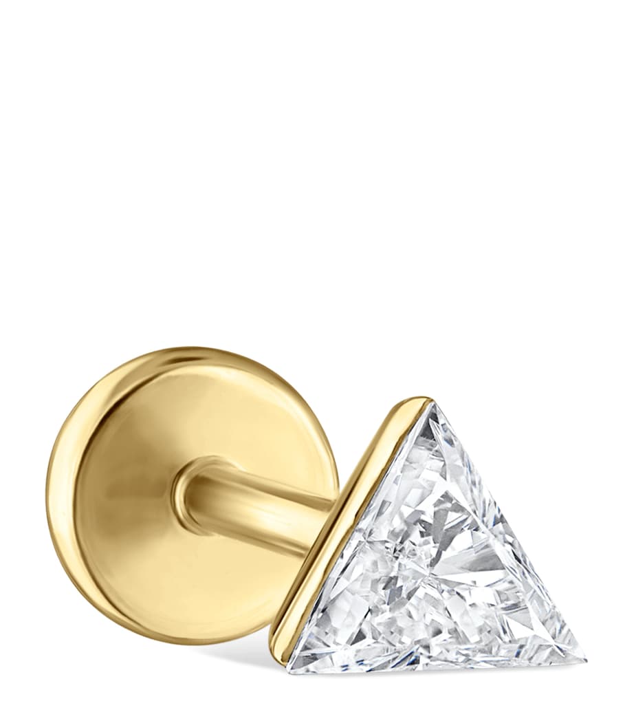 Yellow Gold Invisible Set Triangle Diamond Threaded Stud Earring (4mm) YELLOW GOLD Image 1