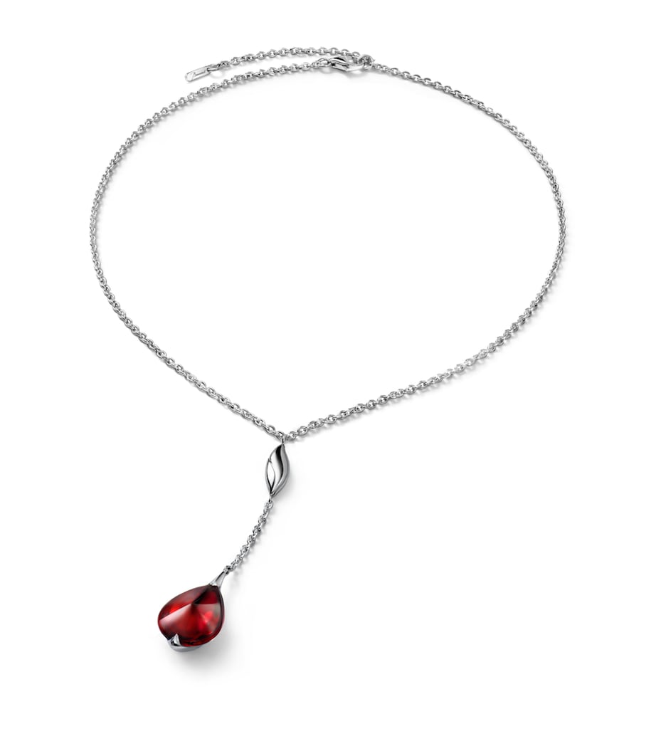 Baccarat Sterling SIlver and Crystal Fleurs de Psydelic Iridescent Red Necklace Image 1