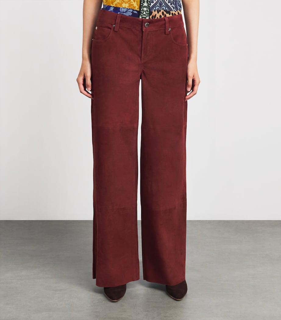 Alice+Olivia Womens Wide Amazing Suede Trousers Cognac Image 4