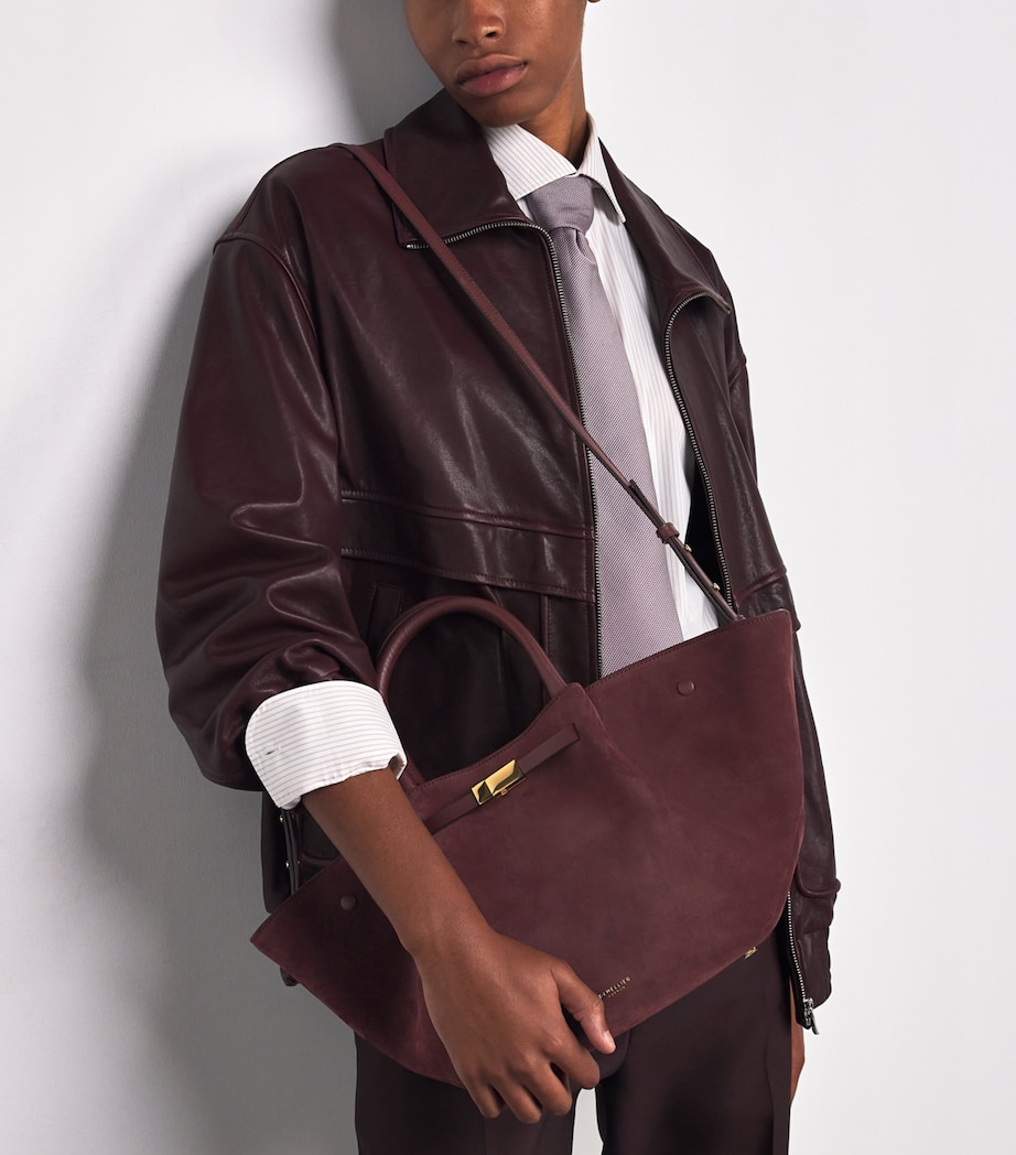 Medium Suede New York Tote Bag BURGUNDY/BURGUNDY Image 5