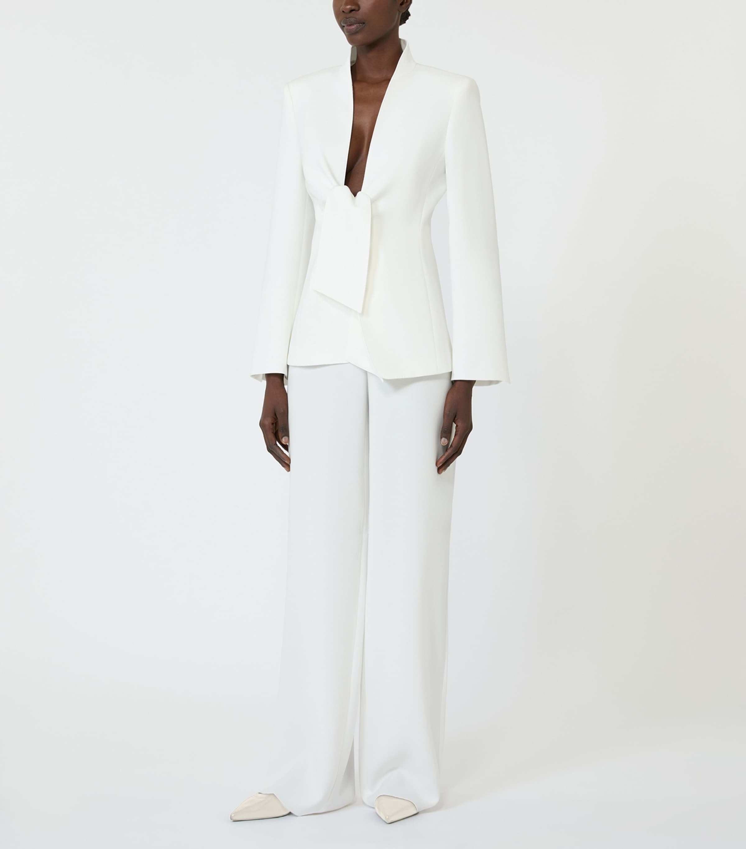 Max Mara Womens Wide-Leg High-Waist Trousers White Image 2