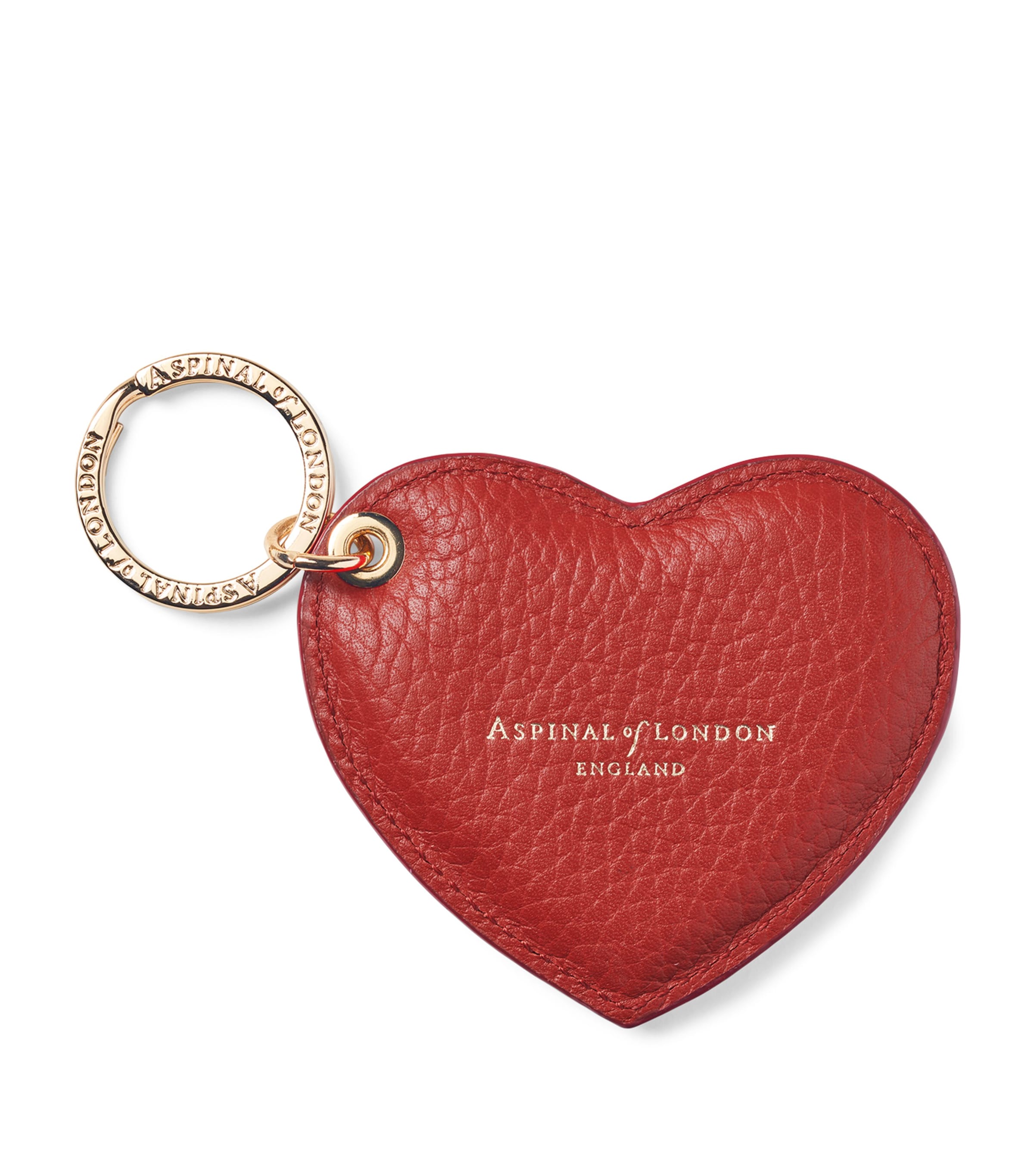 Aspinal Of London Leather Heart Keyring In Gold