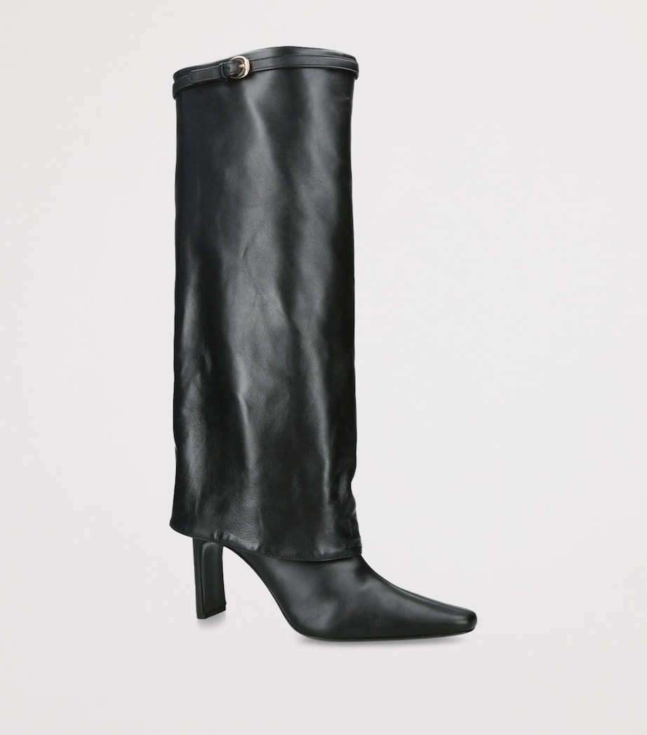 Leather Wally Foldover Boots 90 BLACK Image 3