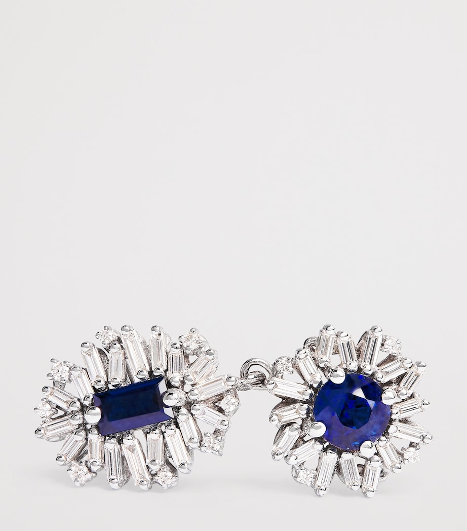 Suzanne Kalan White Gold, Diamond and Blue Sapphire One of a Kind Drop Earrings Wg/db Image 5