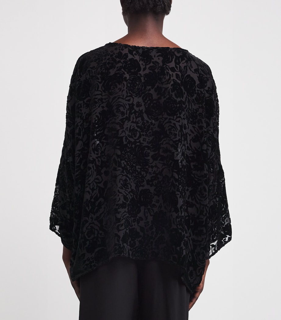 Sheer Floral Boat-Neck Blouse BLACK Image 4