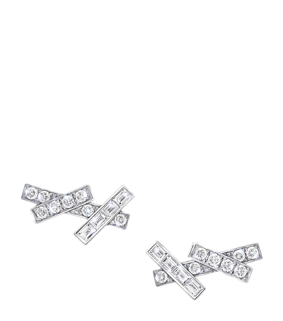 Mini White Gold and Diamond Threads Earrings WHITE GOLD Image 1