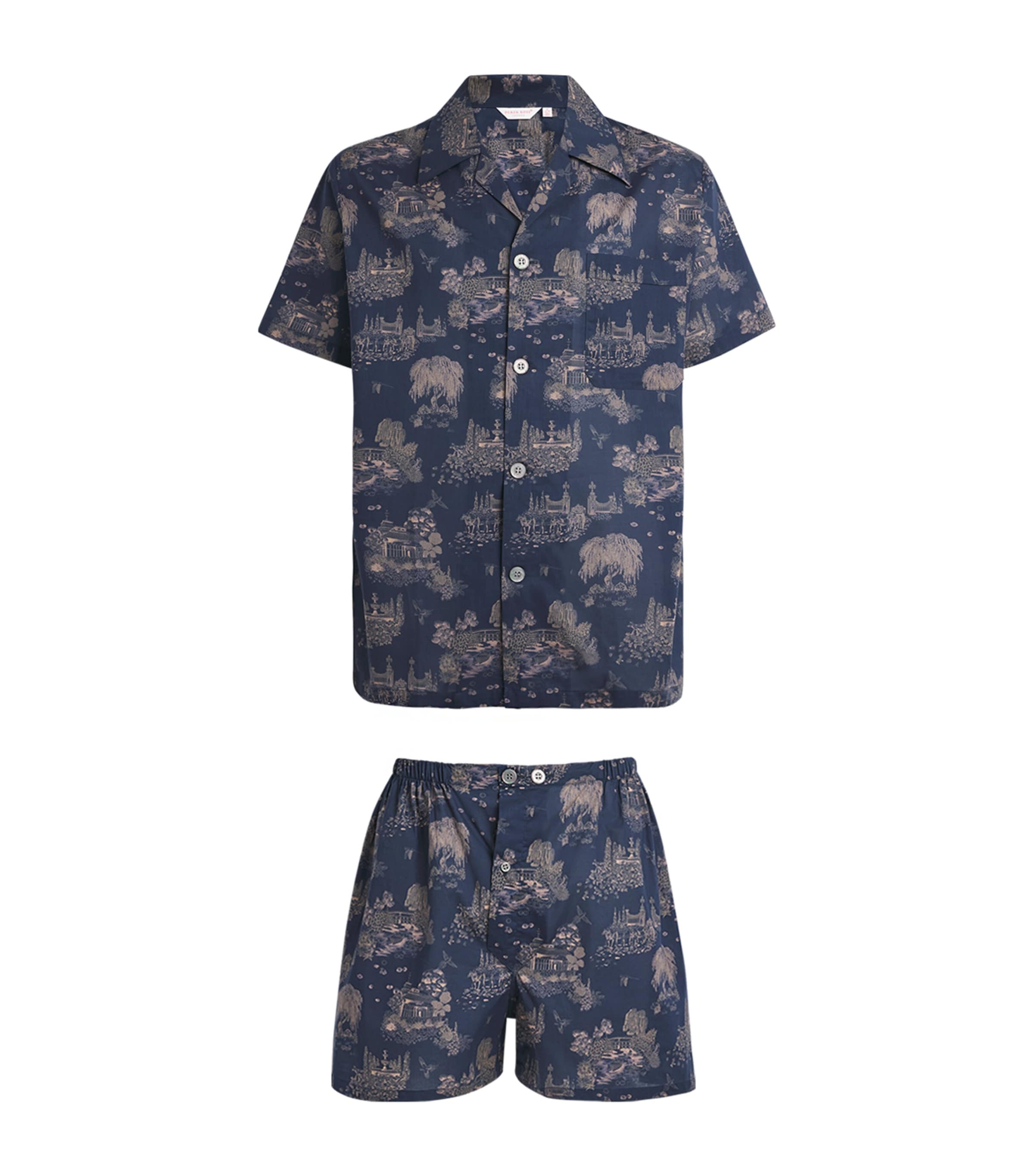 Derek Rose Mens Cotton Ledbury Pyjama Set Nav Image 1