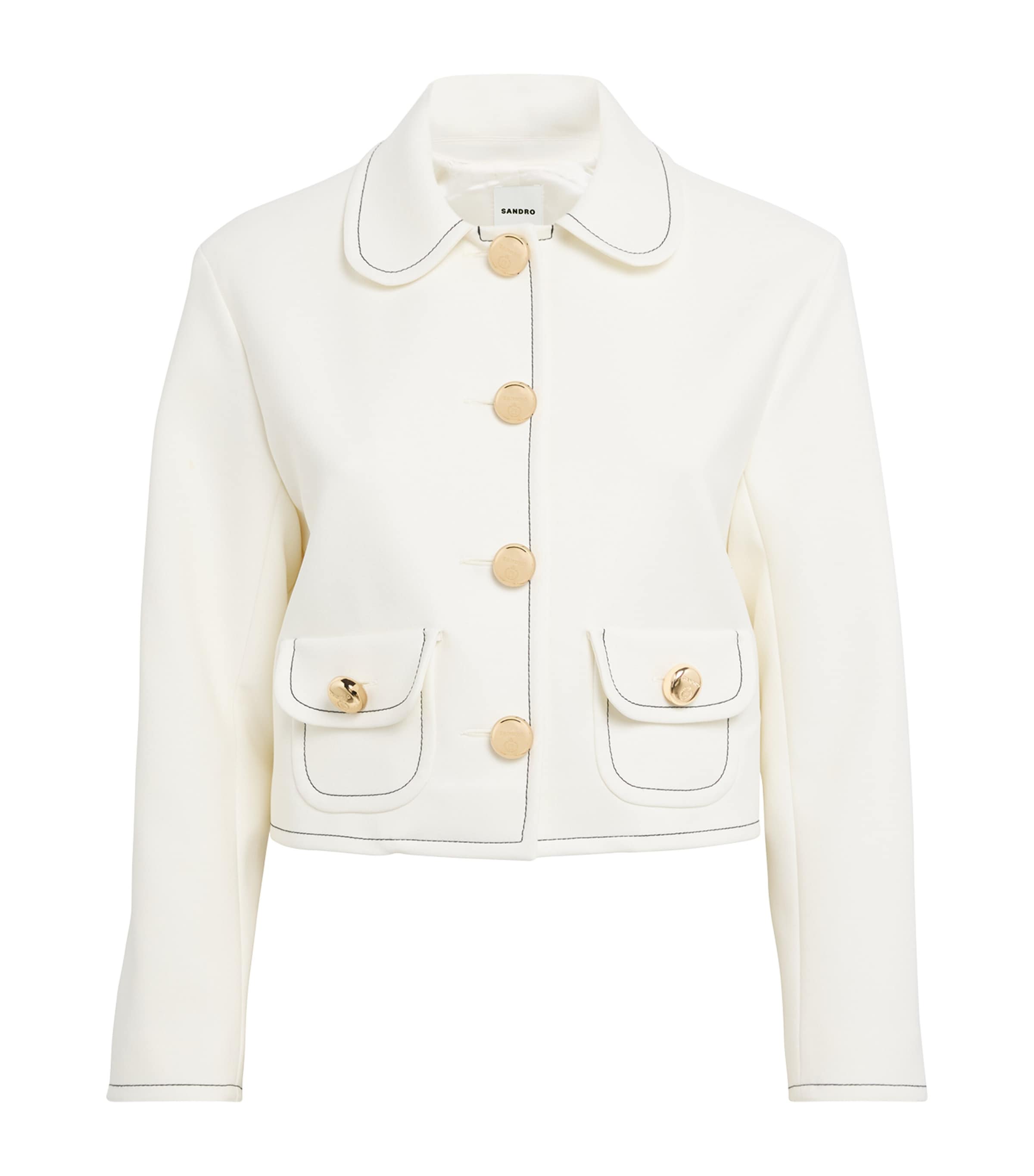 Sandro Embossed-buttons Jacket In Beige