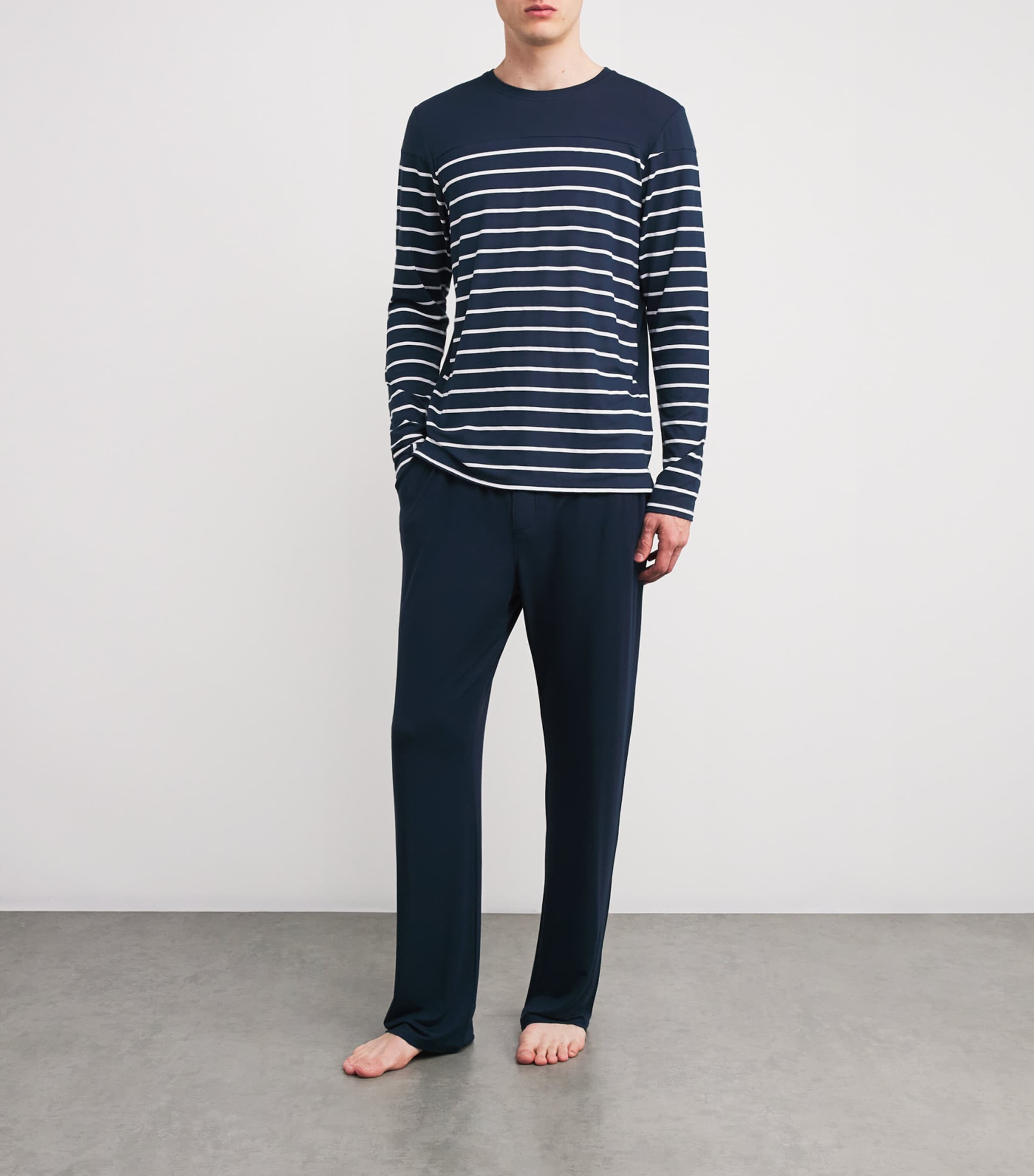 Homebody Mens Jersey Picasso Stripe Long-Sleeve T-Shirt Navy/stripe Image 2