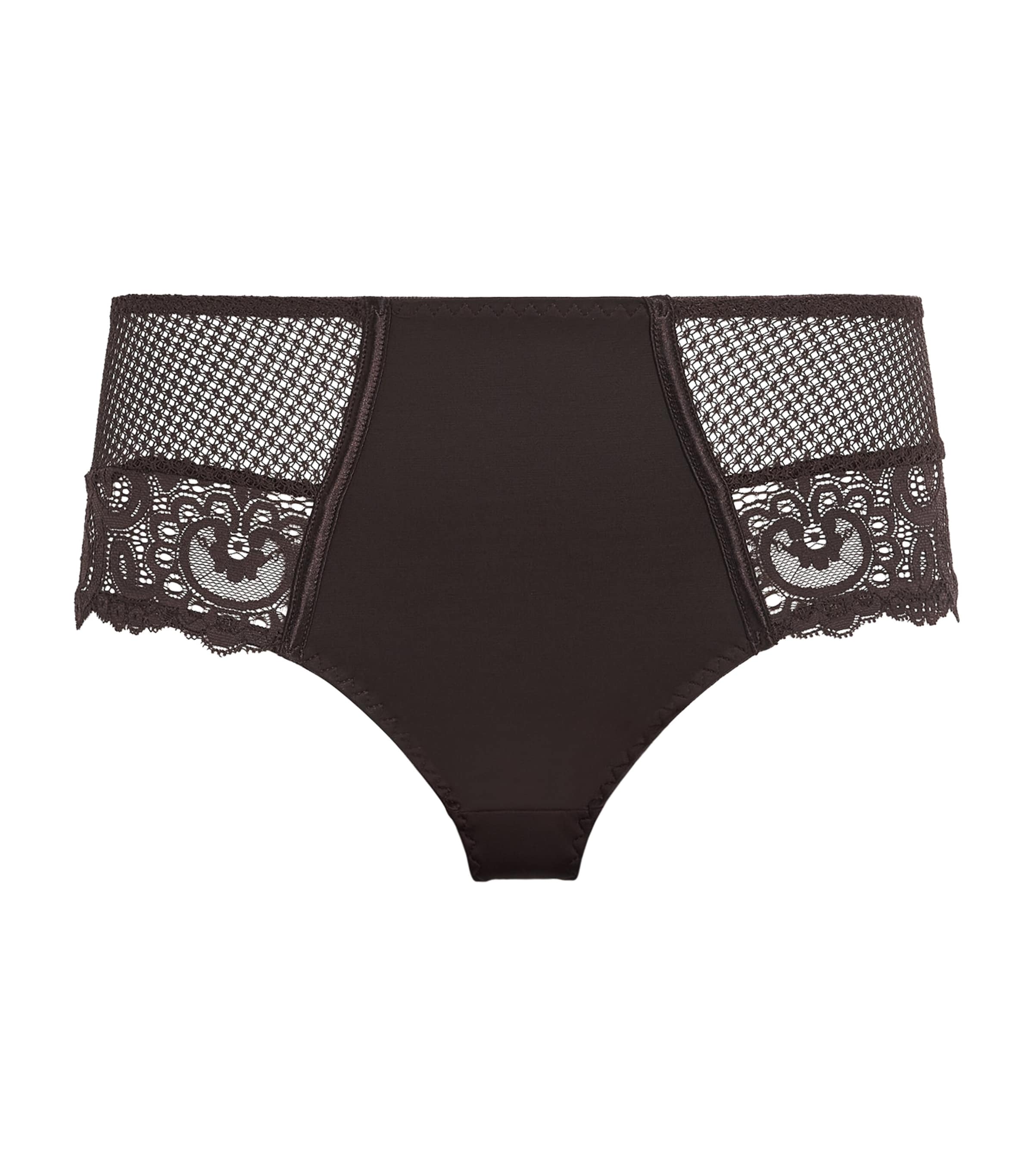 Maison Lejaby Cotton Lace-detail Gaby Briefs In Brown