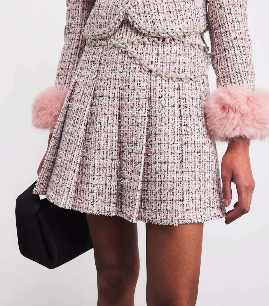 Bouclé Pleated Mini Skirt PINK Image 6