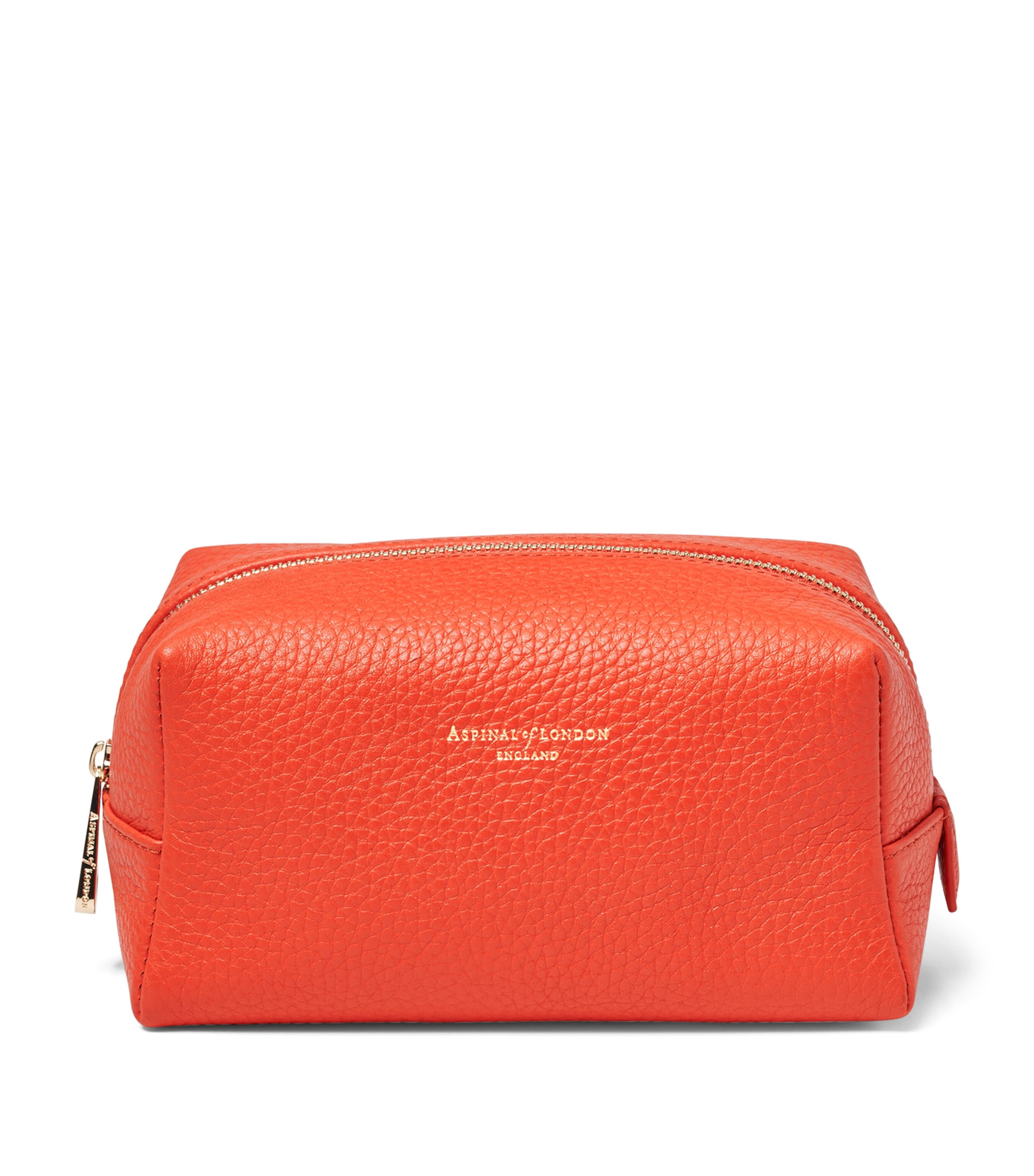 Aspinal Of London Leather London Make-up Bag In Orange