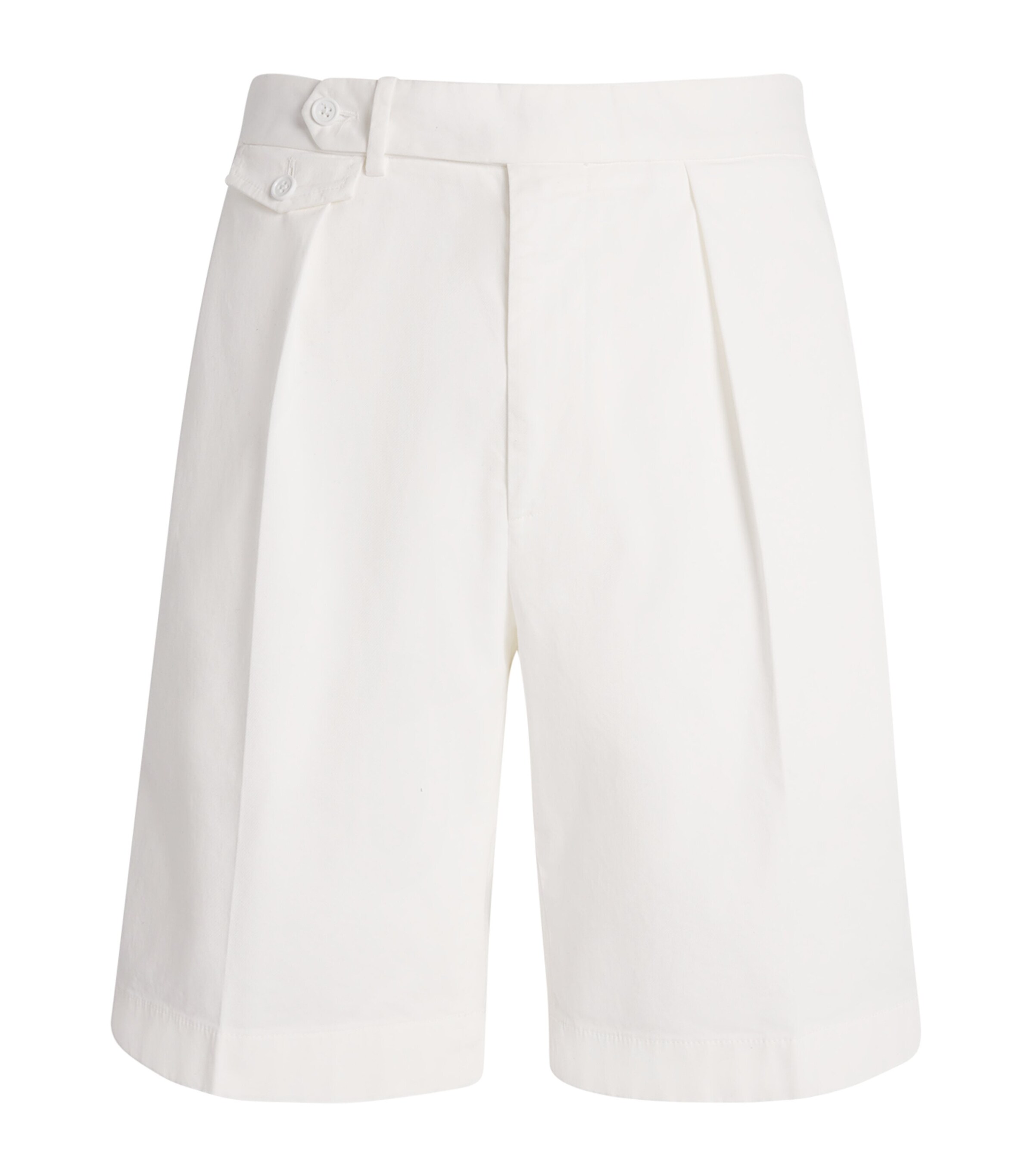 Ralph Lauren Purple Label Mens x Wimbledon Stretch-Cotton Pleated Shorts Deckwash White Image 1