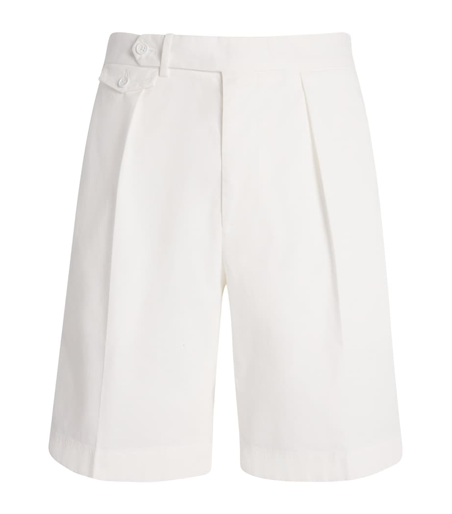 Ralph Lauren Purple Label Mens x Wimbledon Stretch-Cotton Pleated Shorts Deckwash White Image 1
