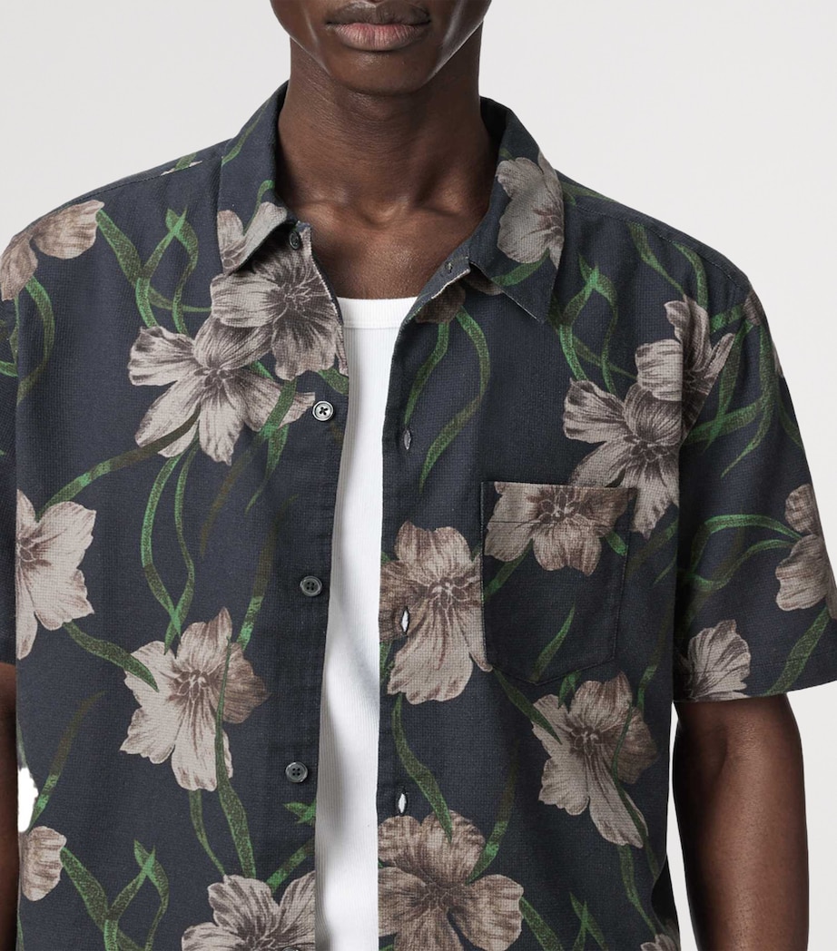 AllSaints Mens Floral Climber Shirt Jet Black Image 5