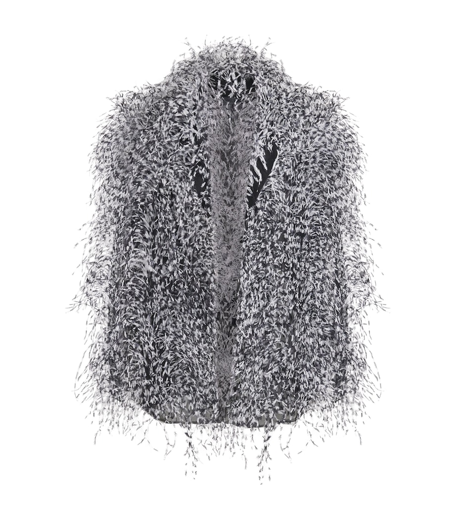 LAPOINTE Womens Marbled Ostrich Feather Jacket Black/white Image 1