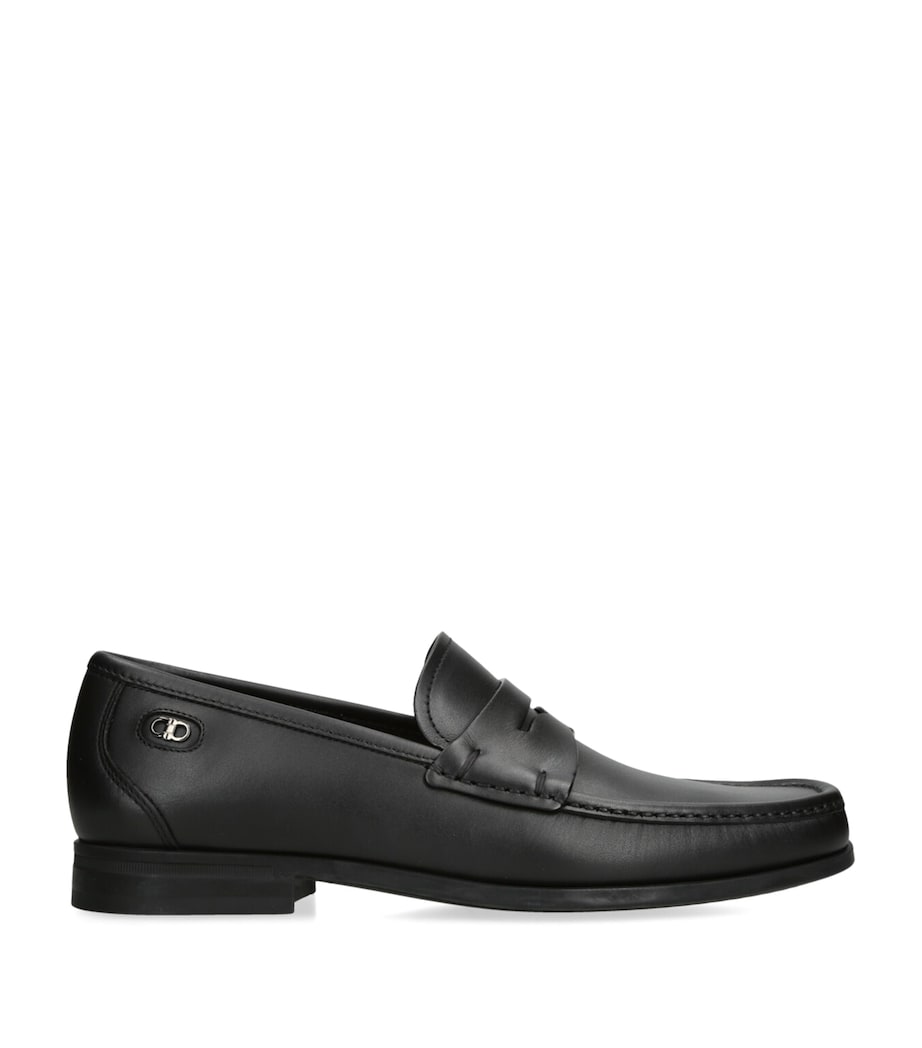 Leather Athen Penny Loafers BLACK Image 1