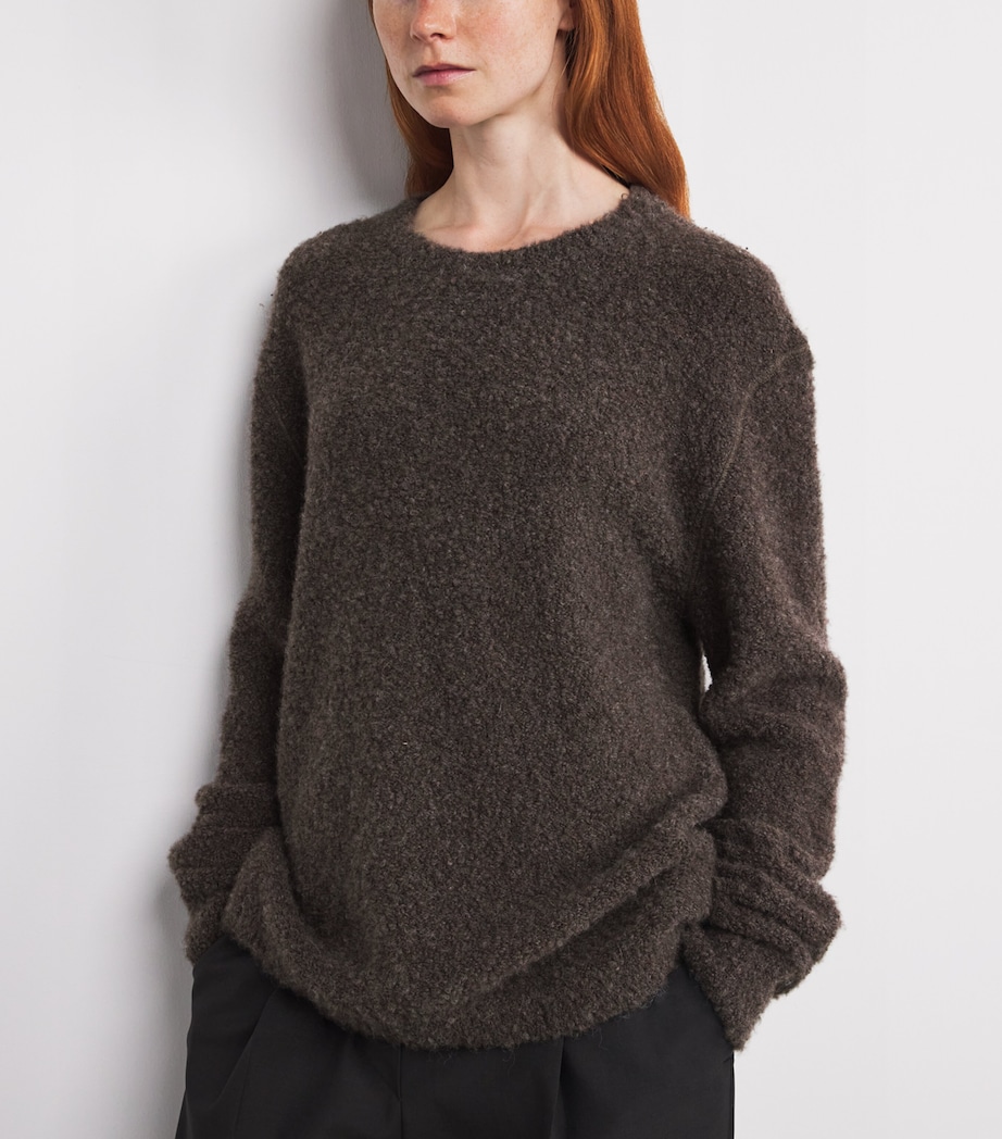 Leorina Cashmere-Alpaca-Silk Bouclé Sweater TAUPE Image 5