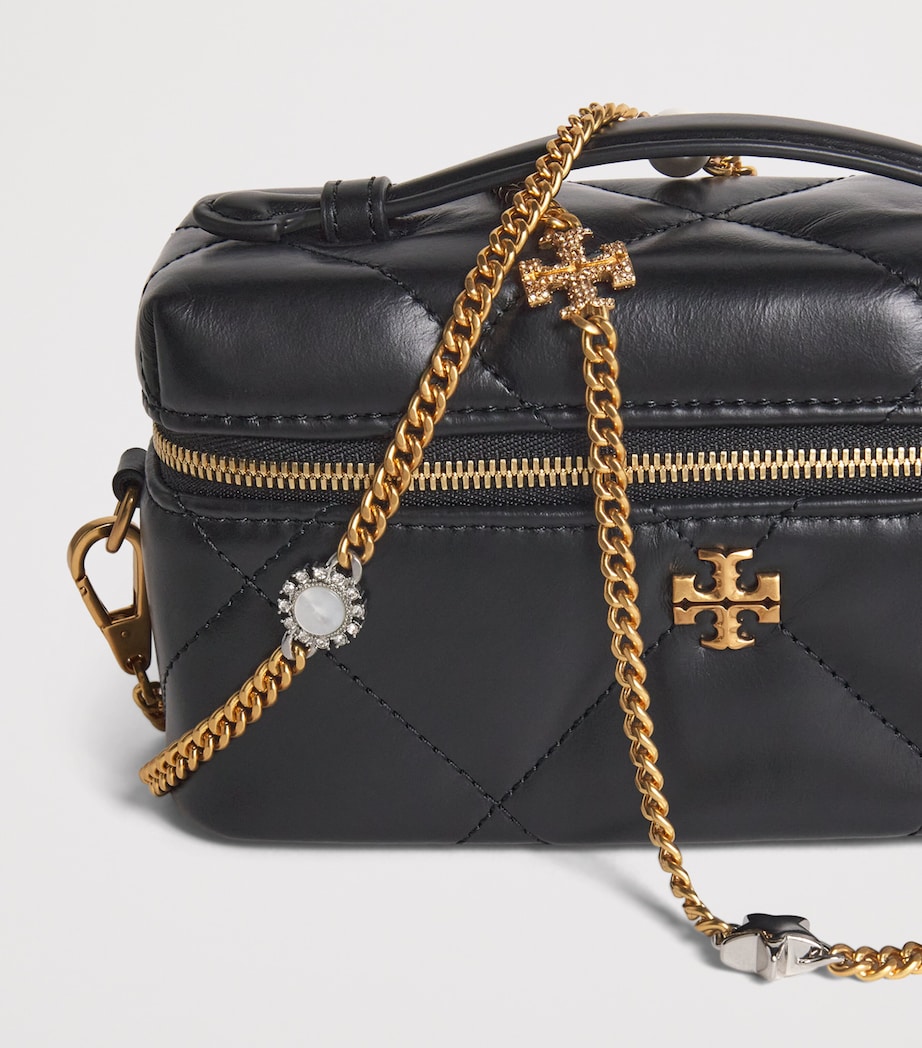 Leather Quilted Kira Vanity Case Bag BLACK Image 6