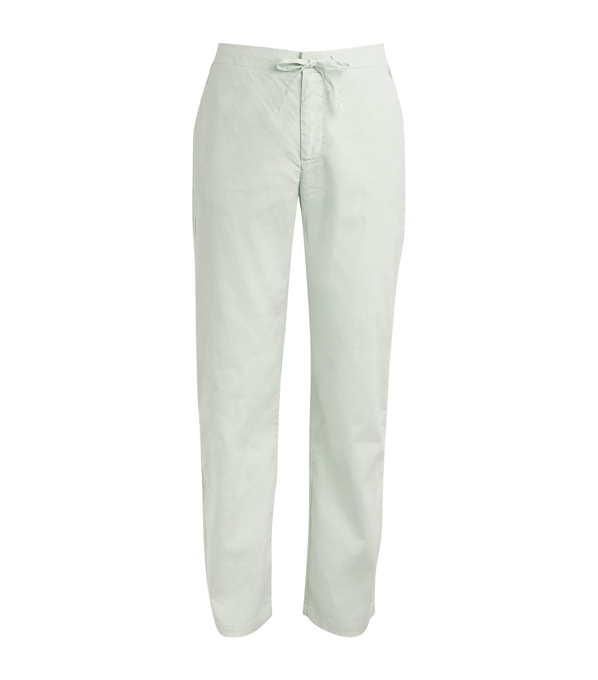 Shop Frescobol Carioca Linen-blend Mendes Trousers In Green