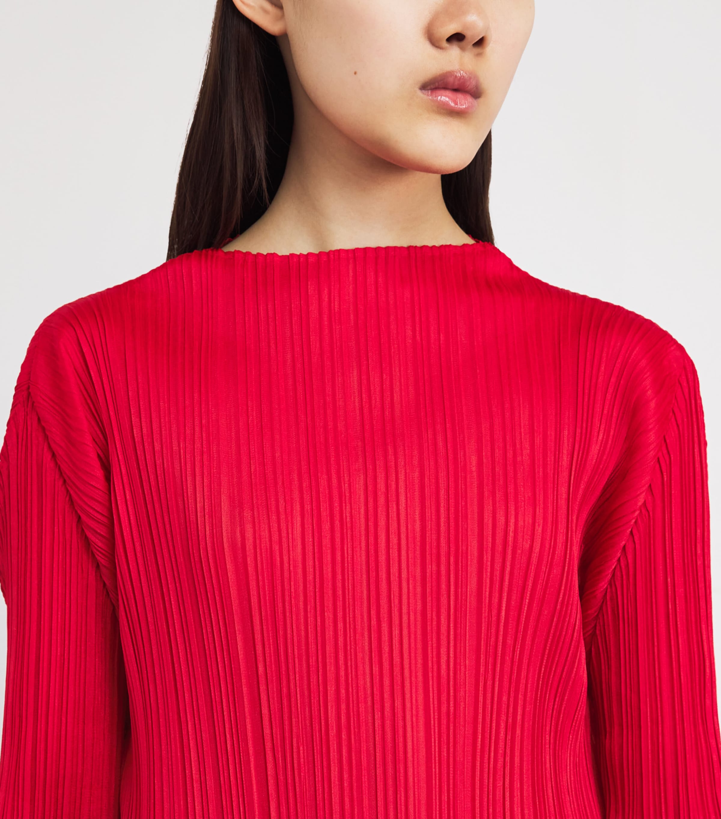 Long-Sleeve Midi Dress RED Image 6
