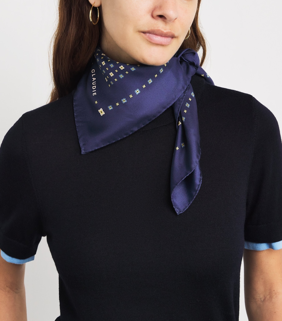 Silk Printed Scarf BLUE PRINT Image 2