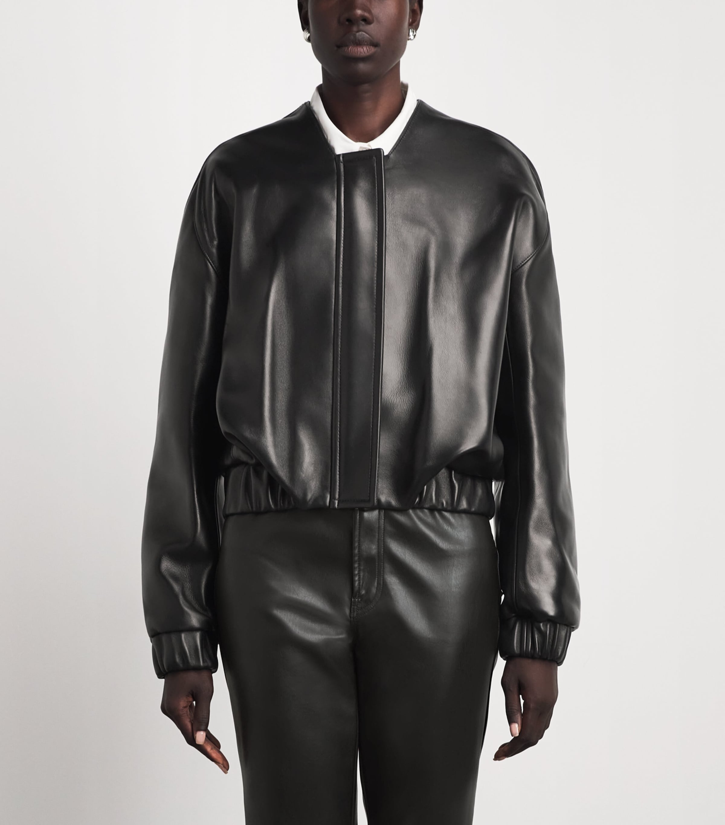 Khaite Womens Leather Cordan Jacket Black Image 4