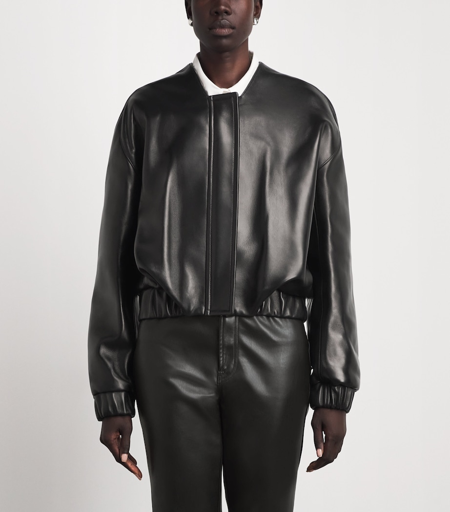 Khaite Womens Leather Cordan Jacket Black Image 4