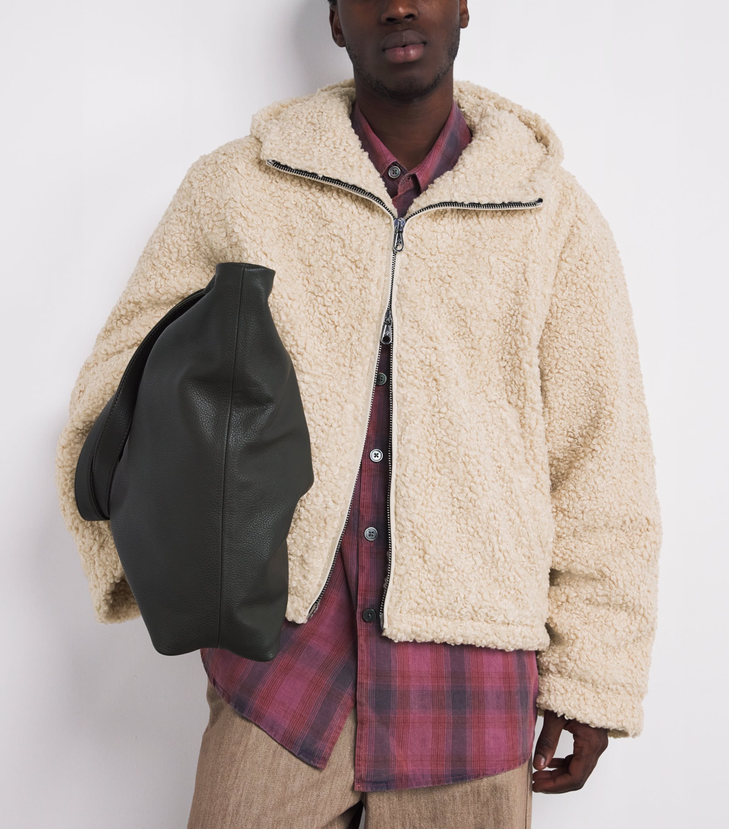 Faux Shearling Hooded Jacket VINTAGE WHITE 101 Image 7