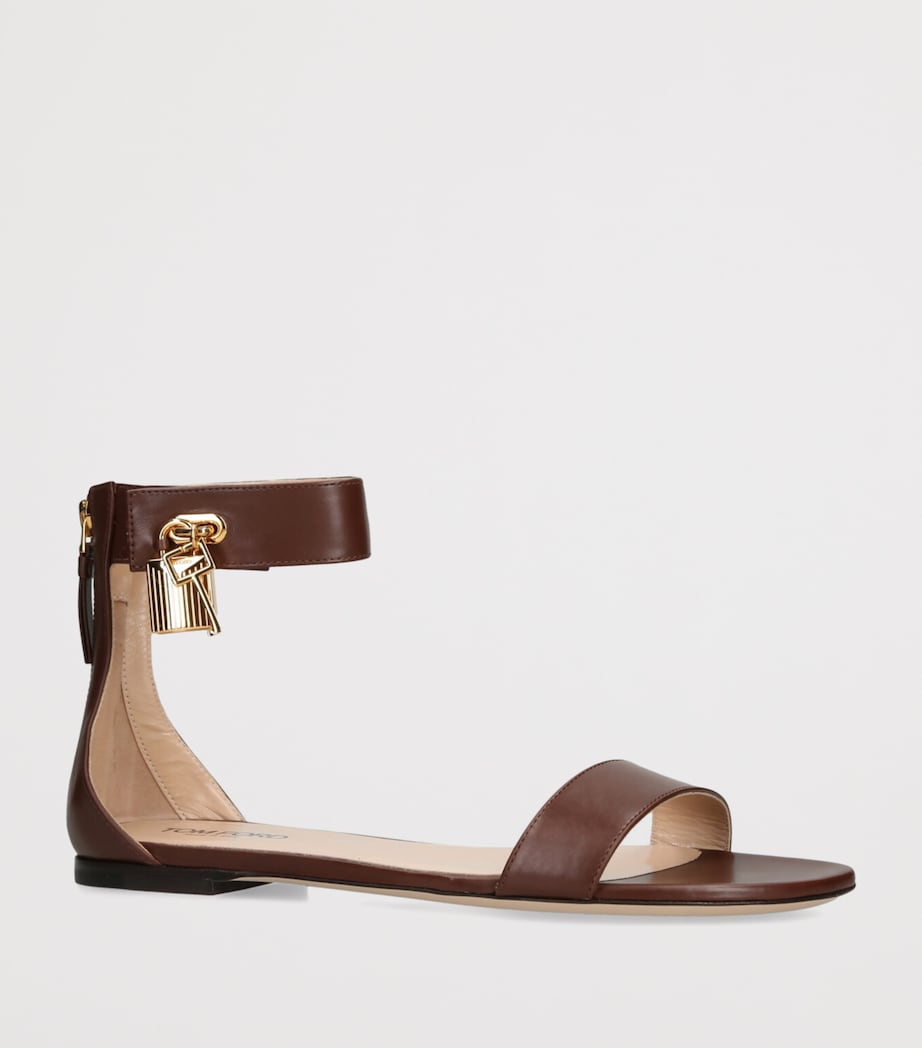 Leather Padlock Sandals DARK BROWN Image 3