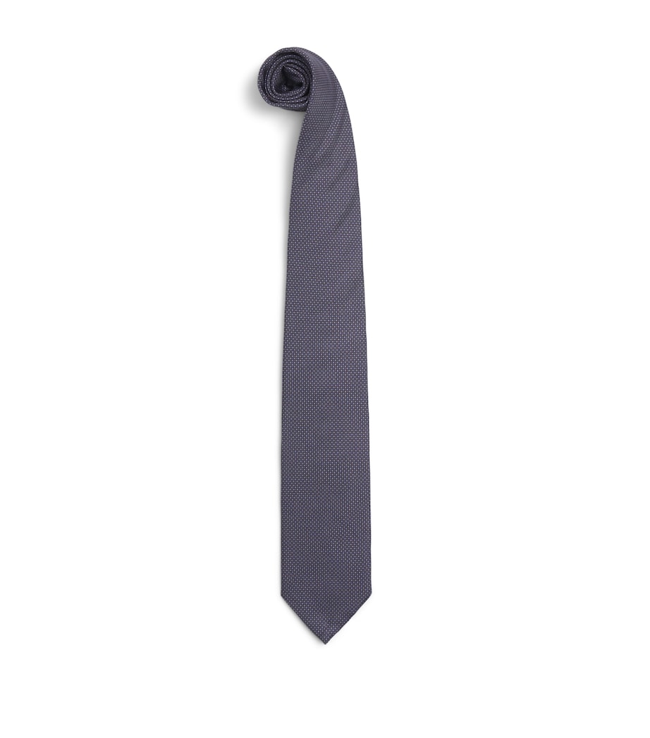 Corneliani Silk Patterned Tie Dark Brown Image 1