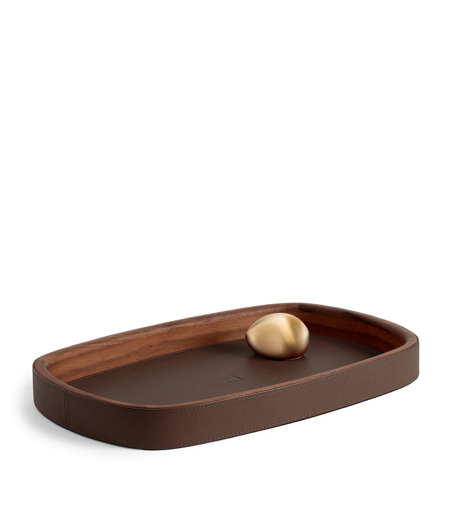 Leather Pebble Trinket Tray BROWN Image 1