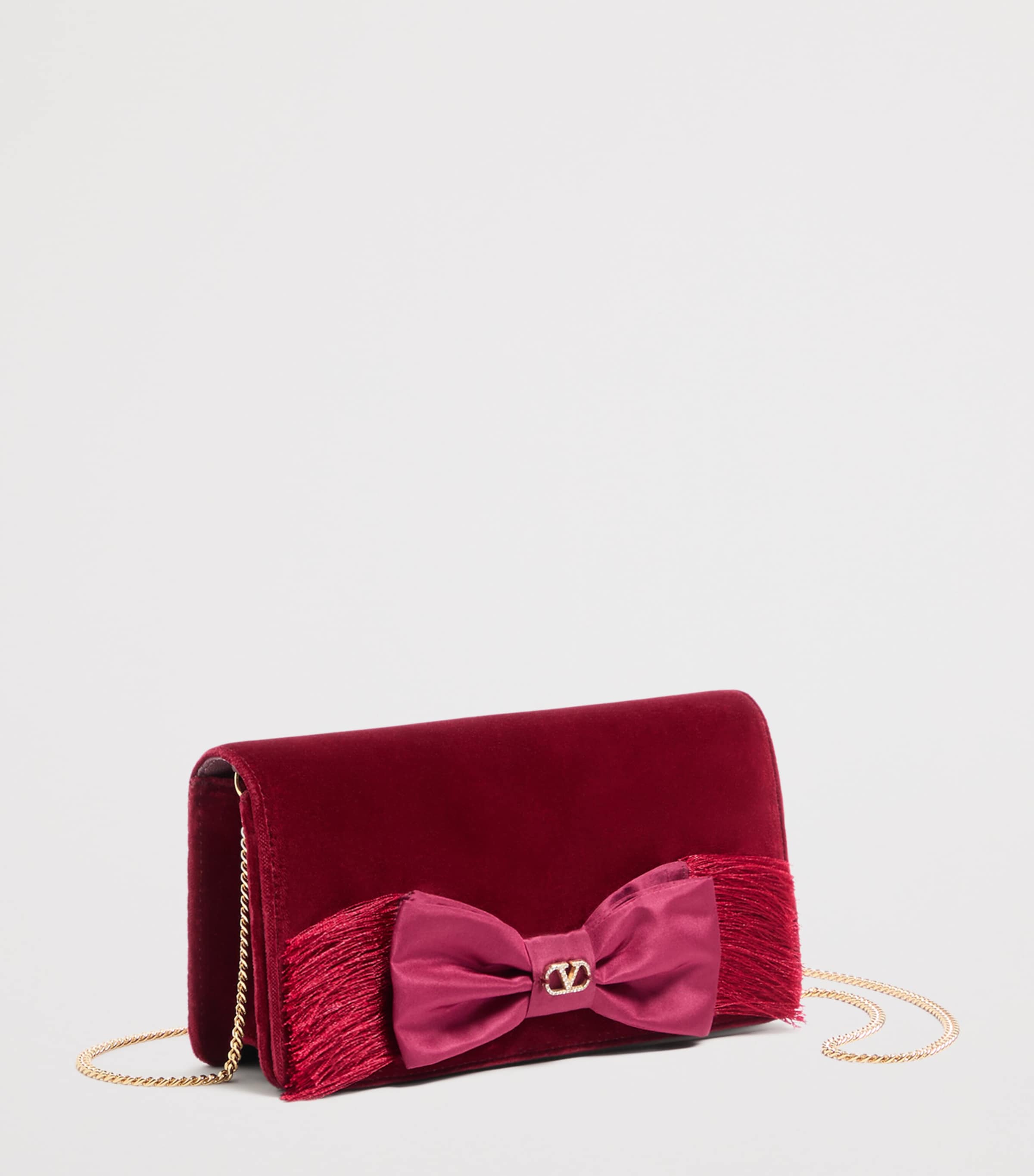 Mini Velvet VLogo Signature Bow Shoulder Bag DBL Image 2