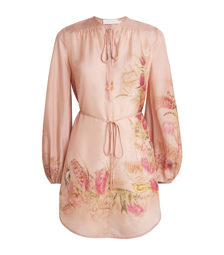 Silk Cascadian Tunic Top PNKBOTFLO PINK B/F Image 1