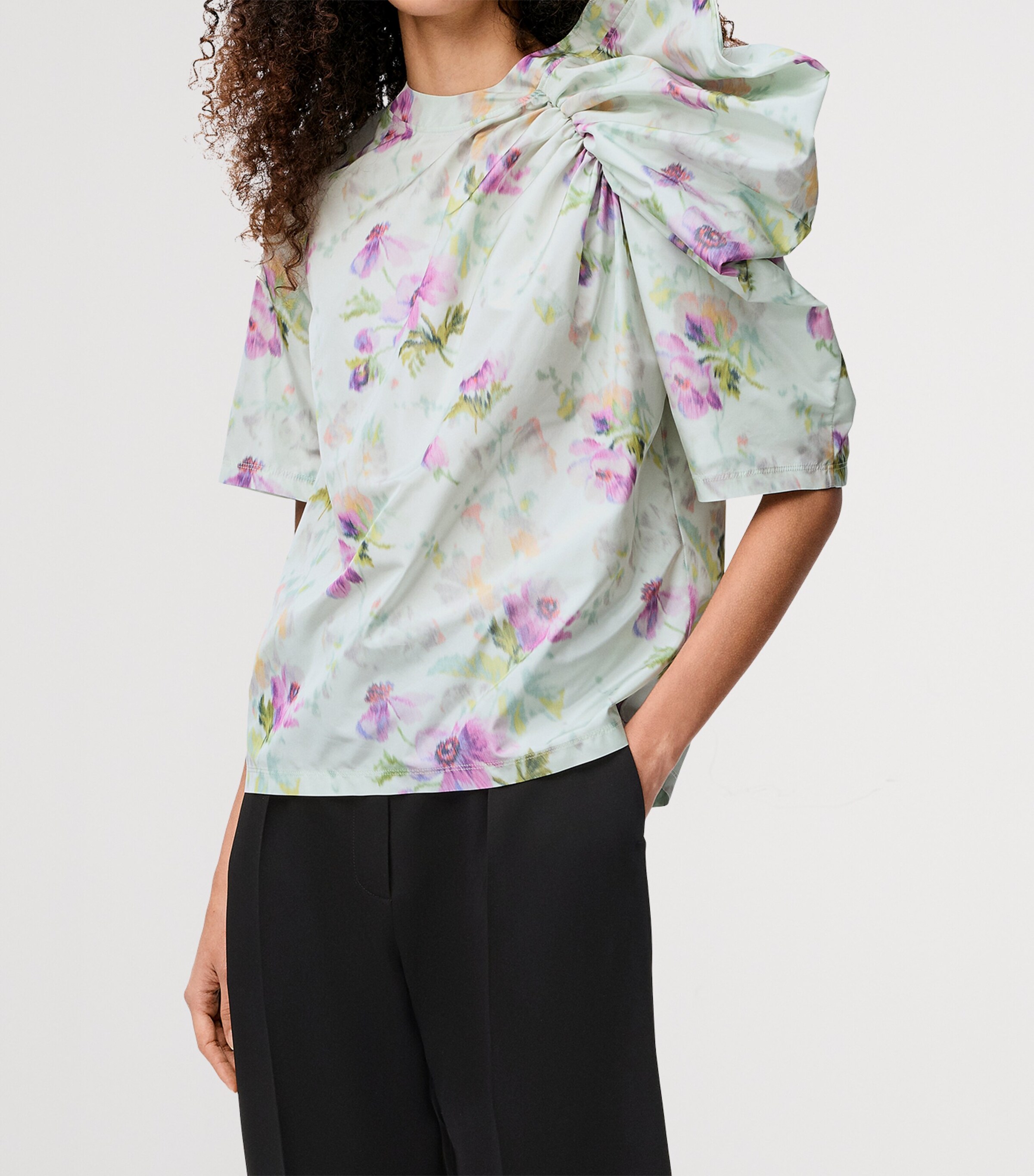 Floral Draped Top LIGHT BLUE/MULTI Image 3