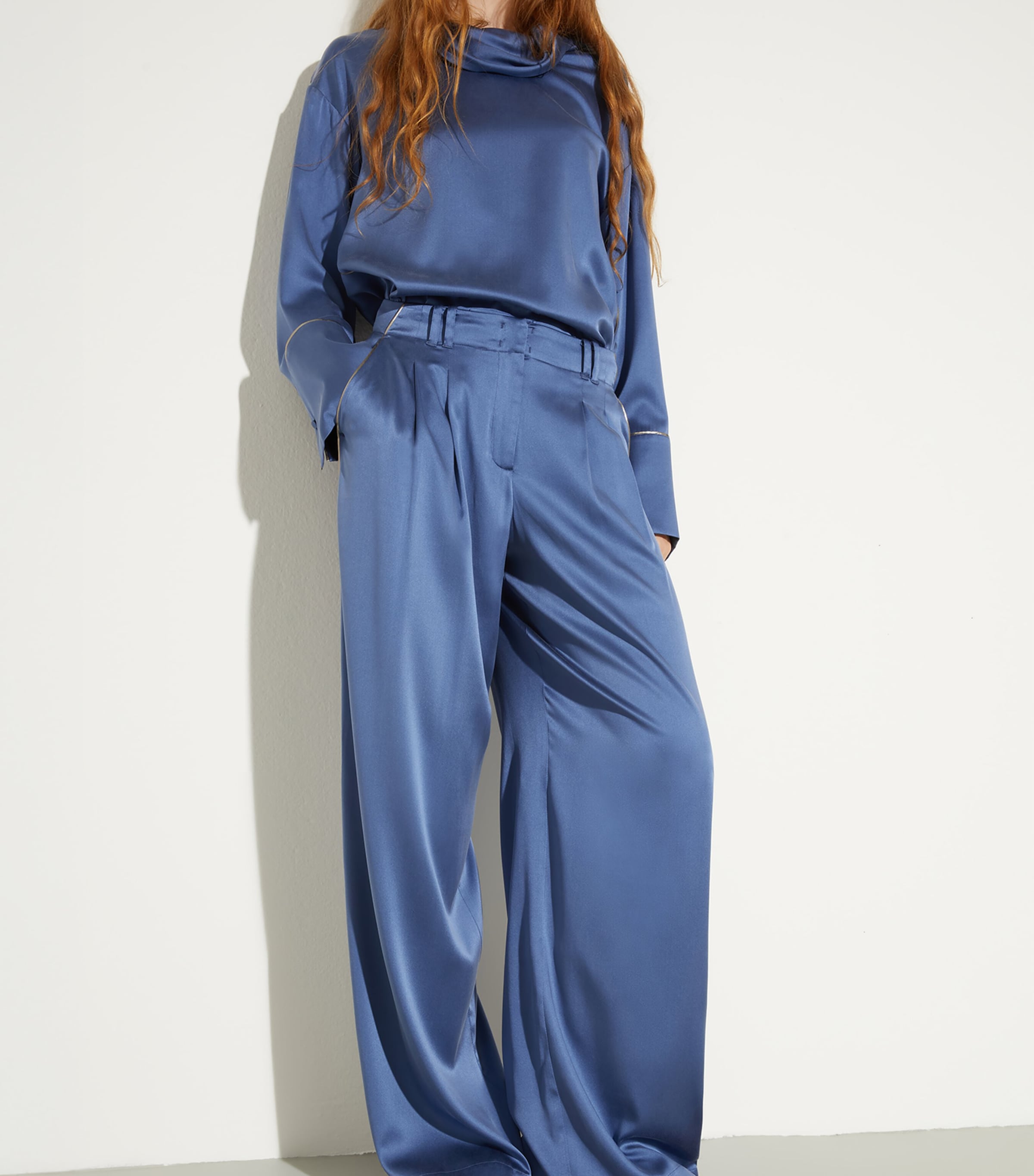 MAX&Co. Womens Stretch-Silk Trousers Avio Image 2
