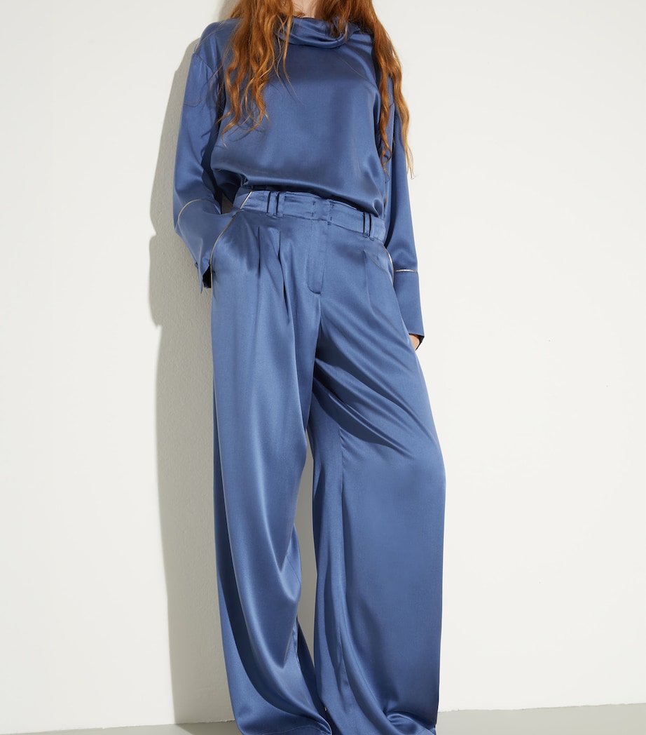 MAX&Co. Womens Stretch-Silk Trousers Avio Image 2