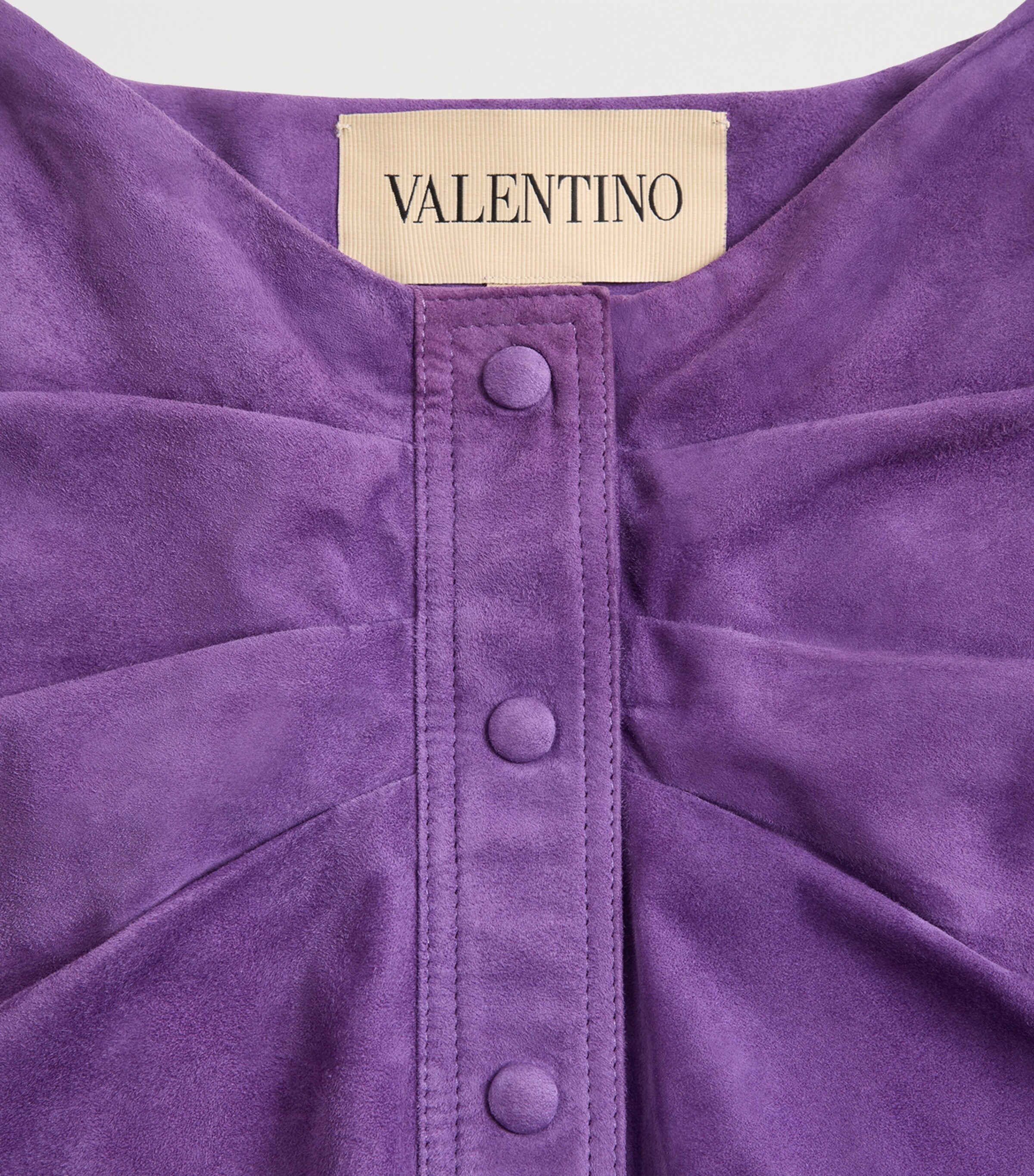 Valentino Womens Suede Gathered Midi Skirt Image 6