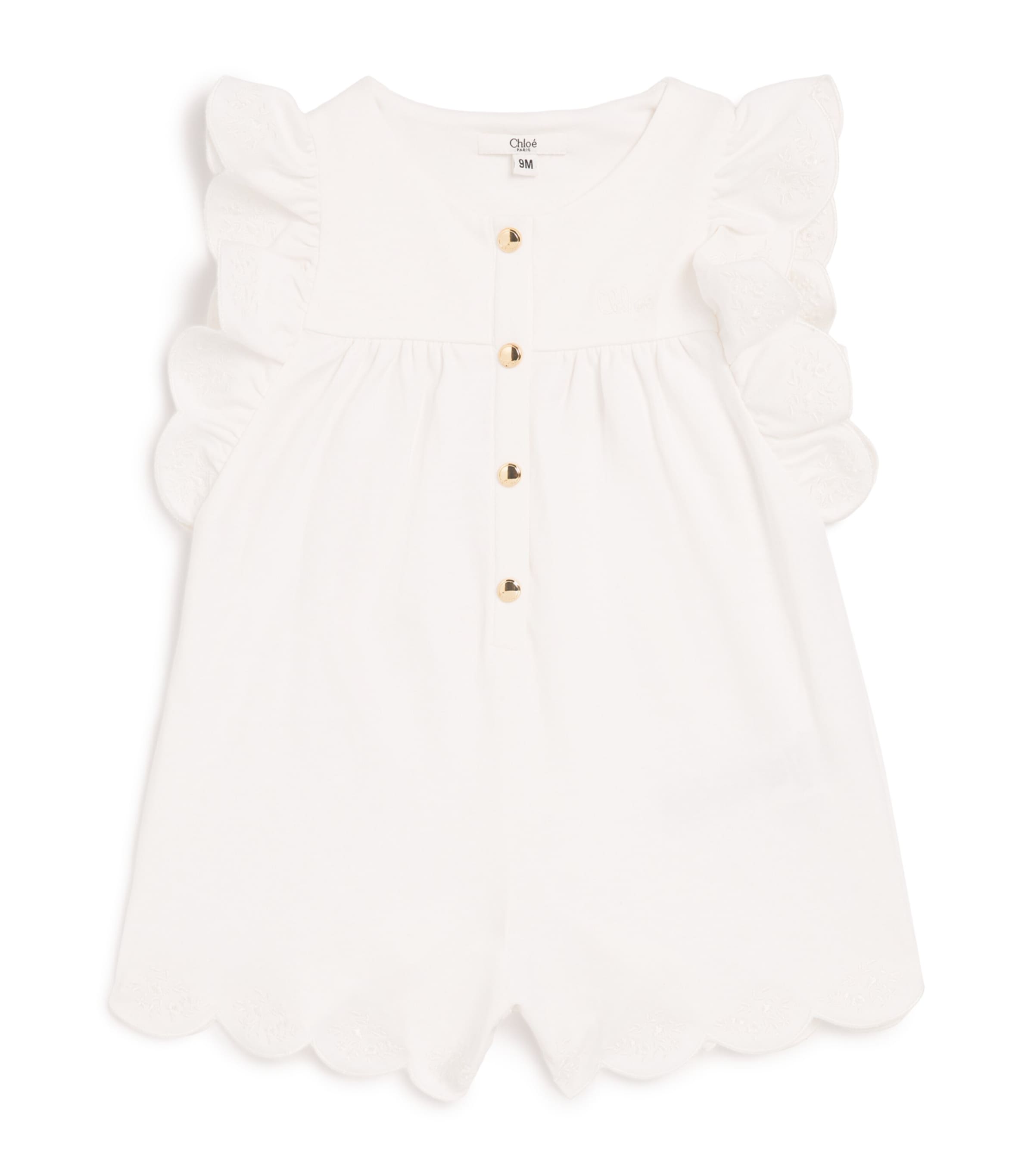 Chloé Kids Jersey Embroidered Playsuit (6-36 Months) Image 1