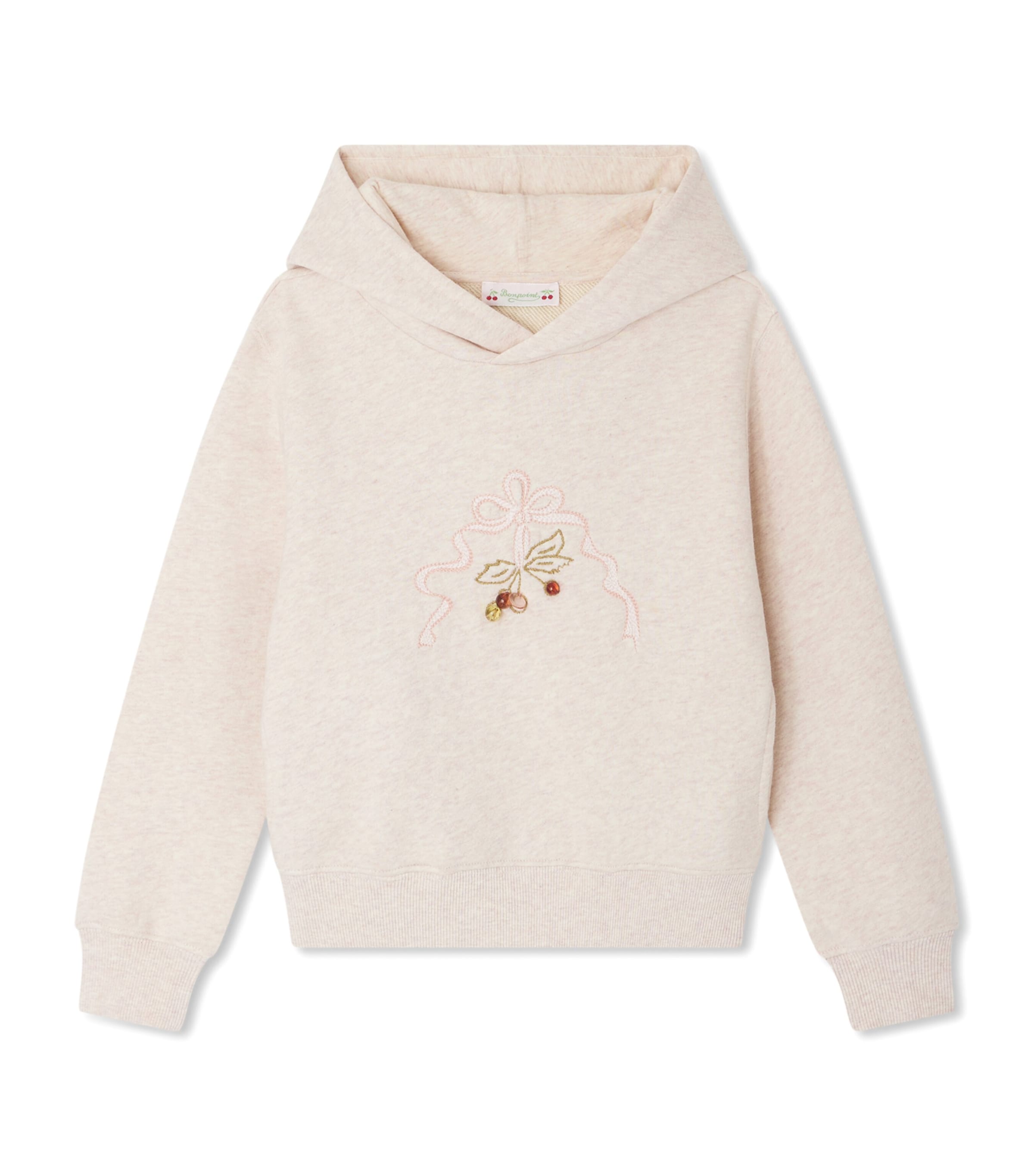 Bonpoint Embroidered-bow Hoodie In Neutral