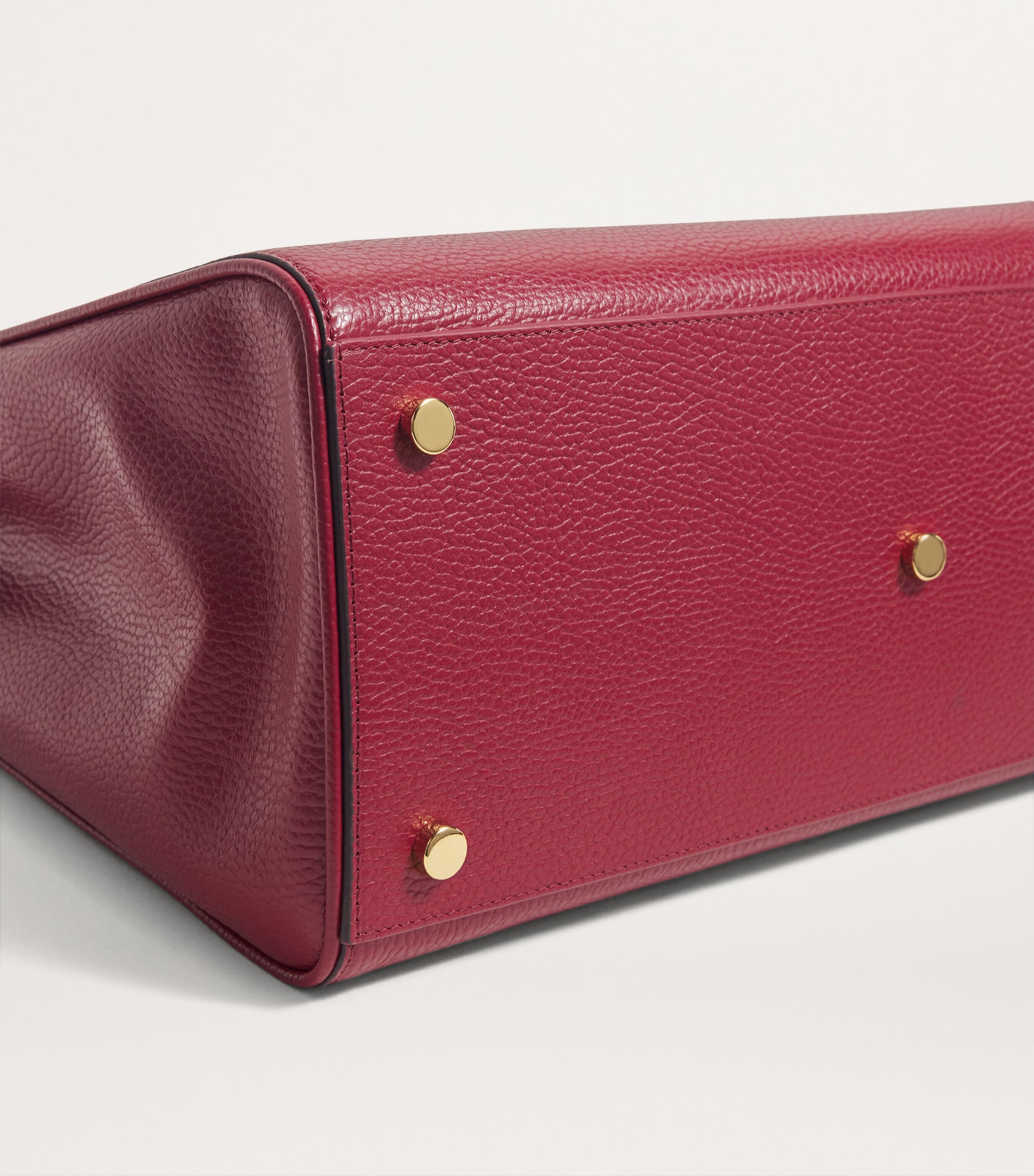 Pebbled Leather Work Tote Bag BURGUNDY Image 6