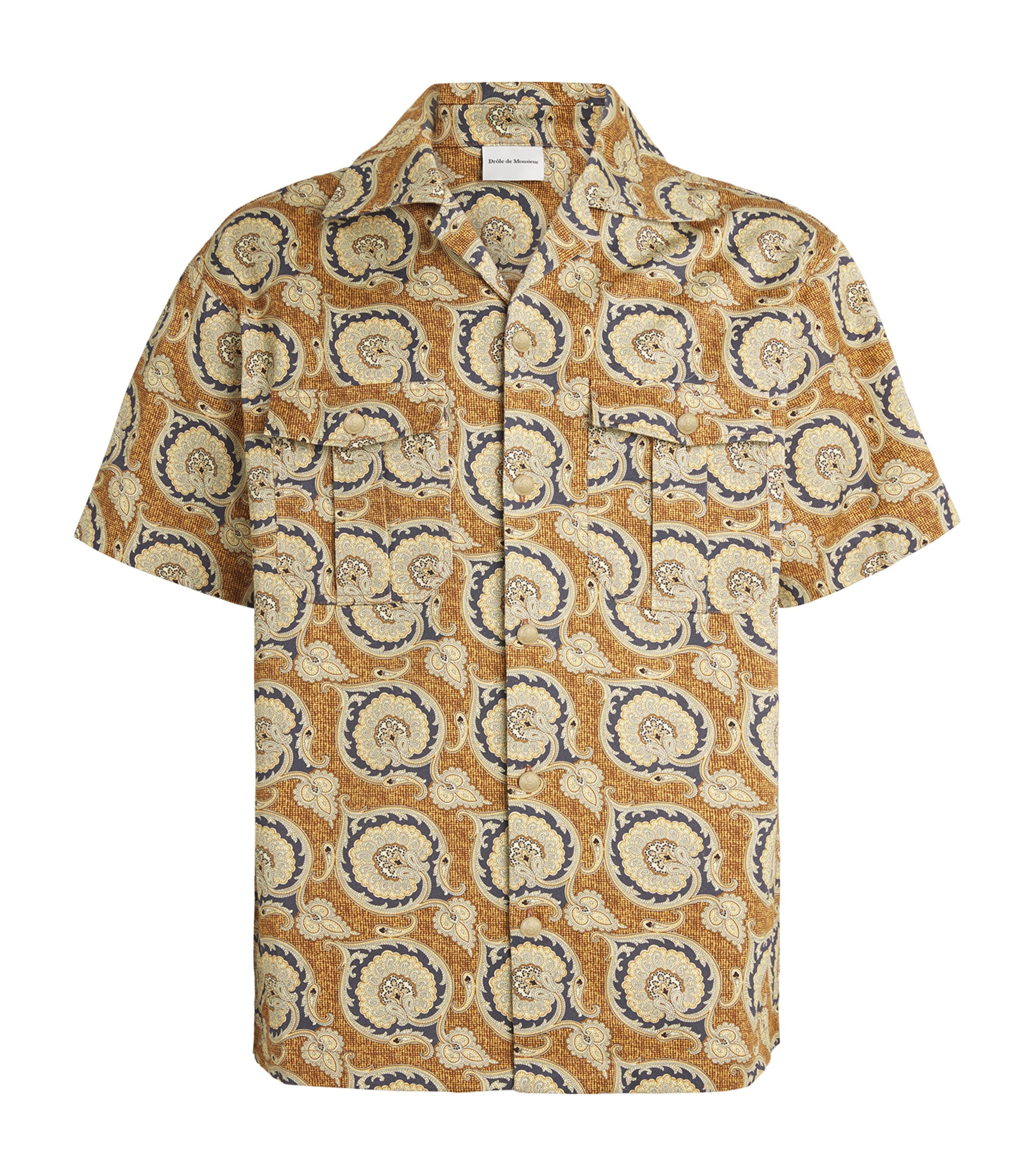 Drôle de Monsieur Mens Cotton Paisley Shirt Mustard Image 1