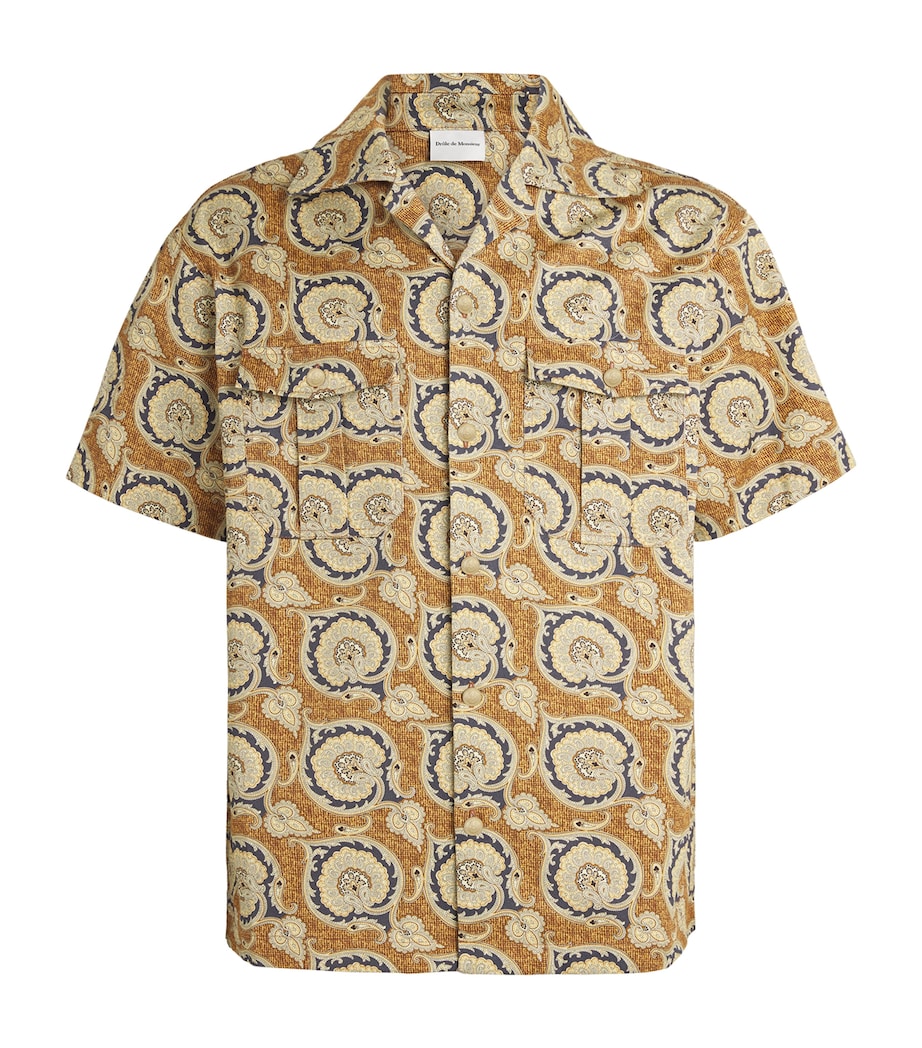Drôle de Monsieur Mens Cotton Paisley Shirt Mustard Image 1