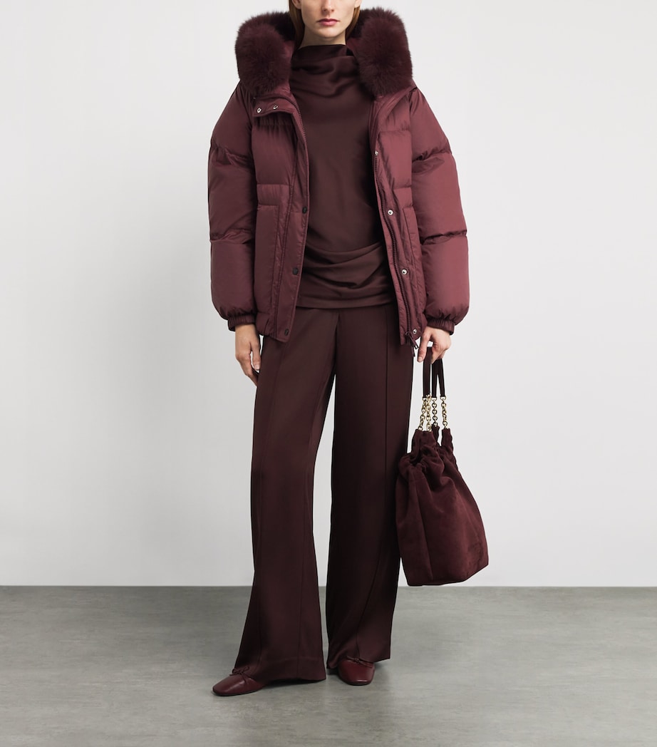 Down Fox Fur-Trim Puffer Jacket A6080 Image 2