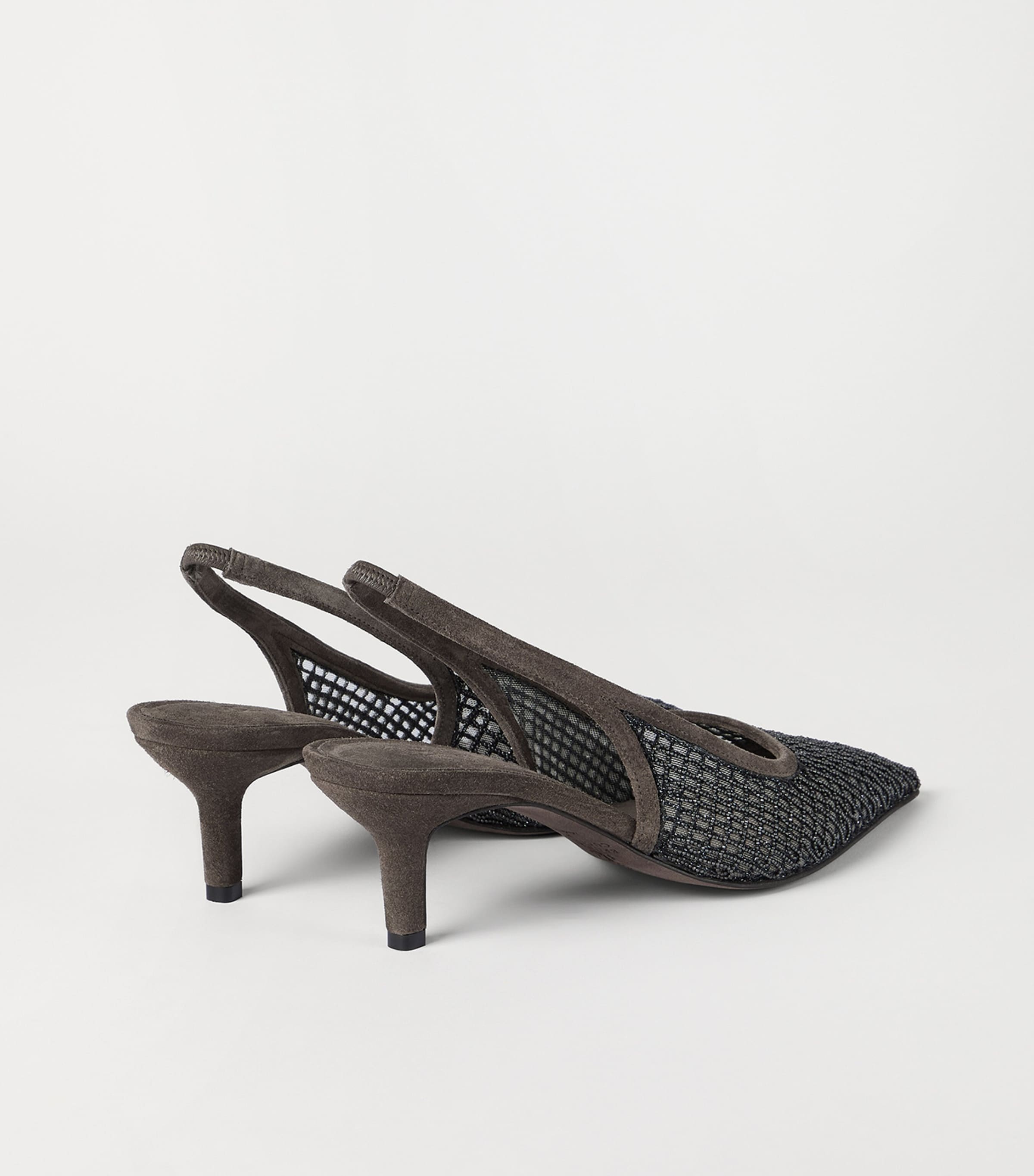 Brunello Cucinelli Suede Monili-Embroidered Slingback Pumps 55 Image 5