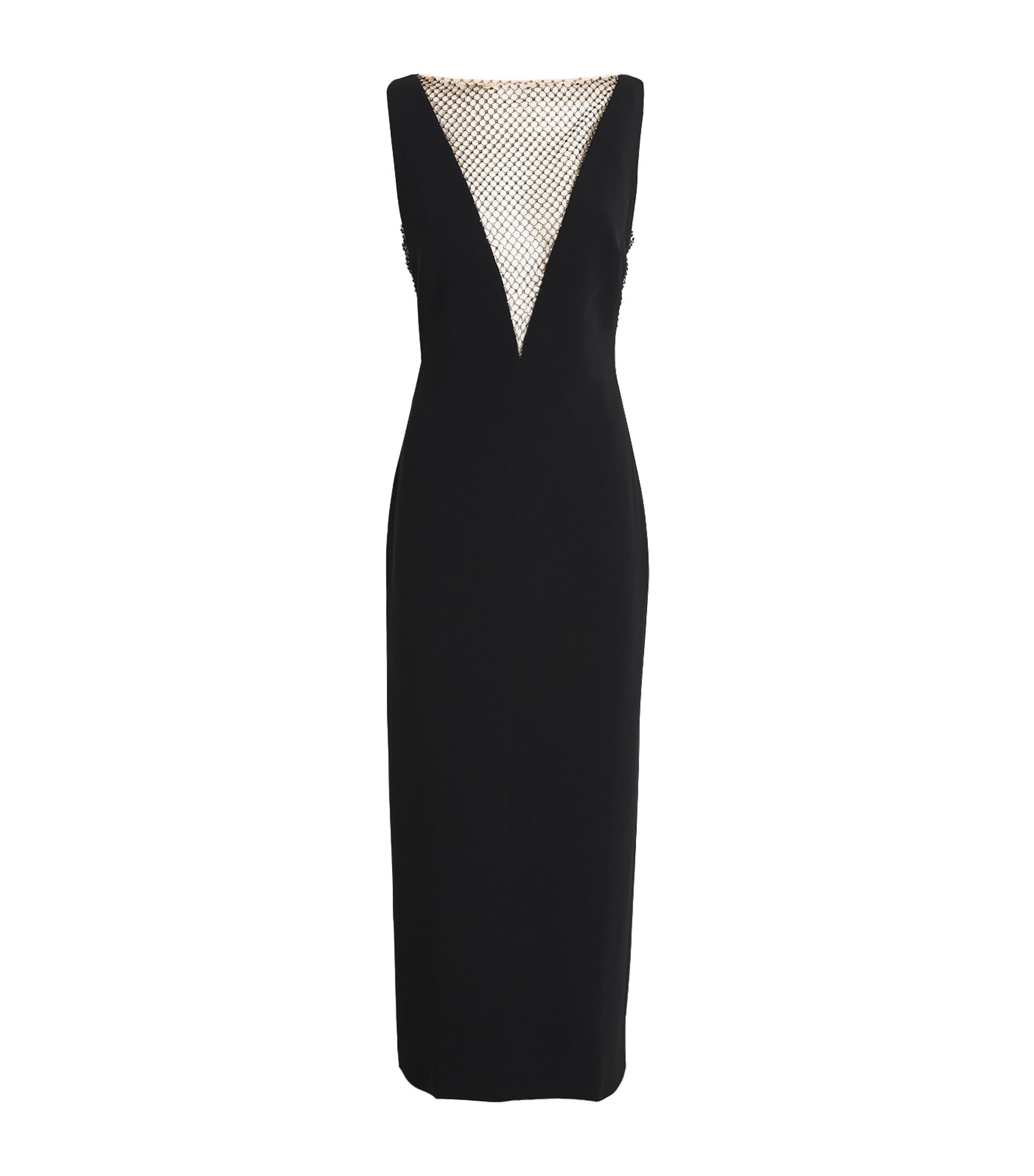 Shop Stella Mccartney Crystal Mesh-detail Dress In Black