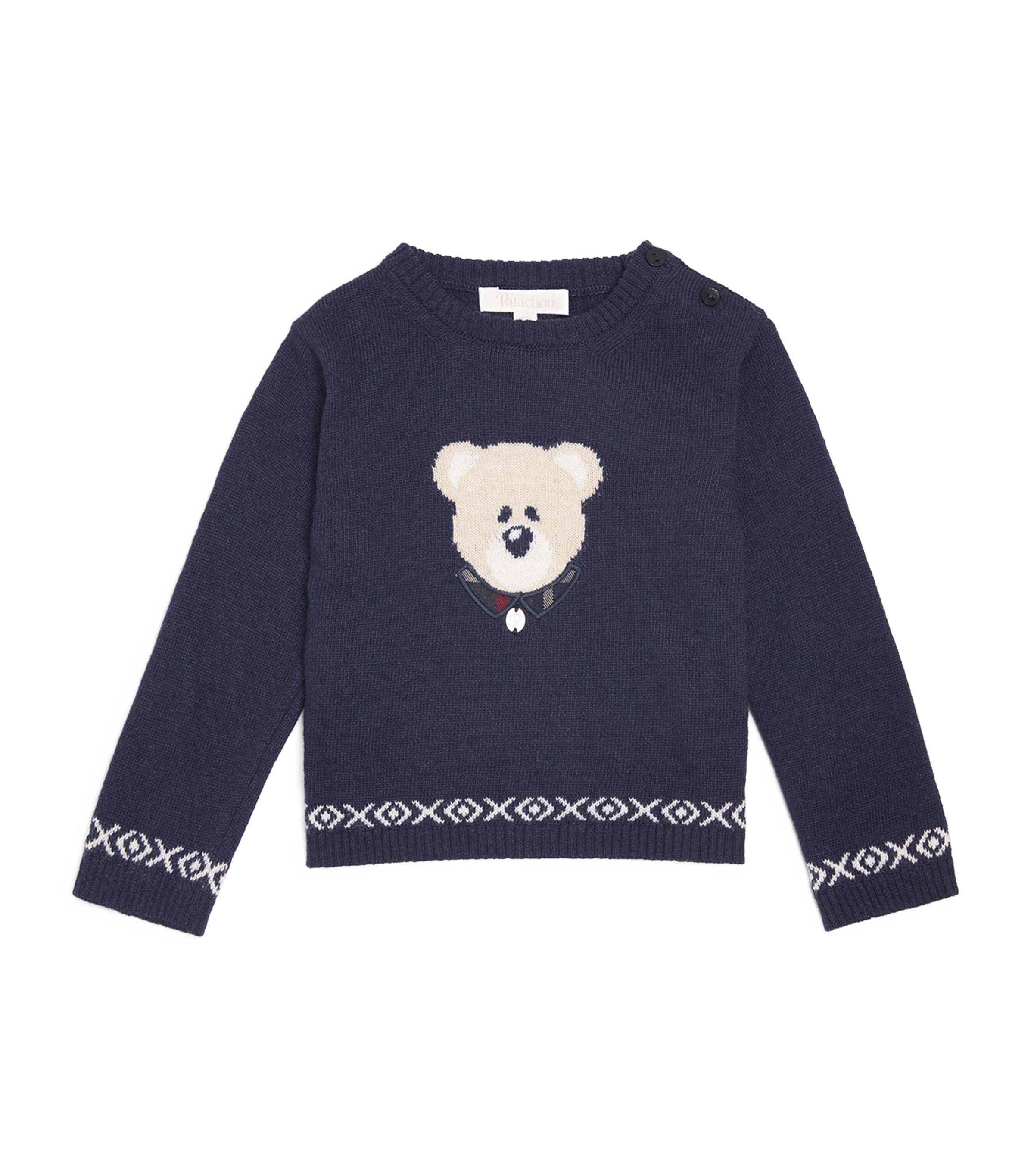 Patachou Bear Jacquard Sweater In Blue