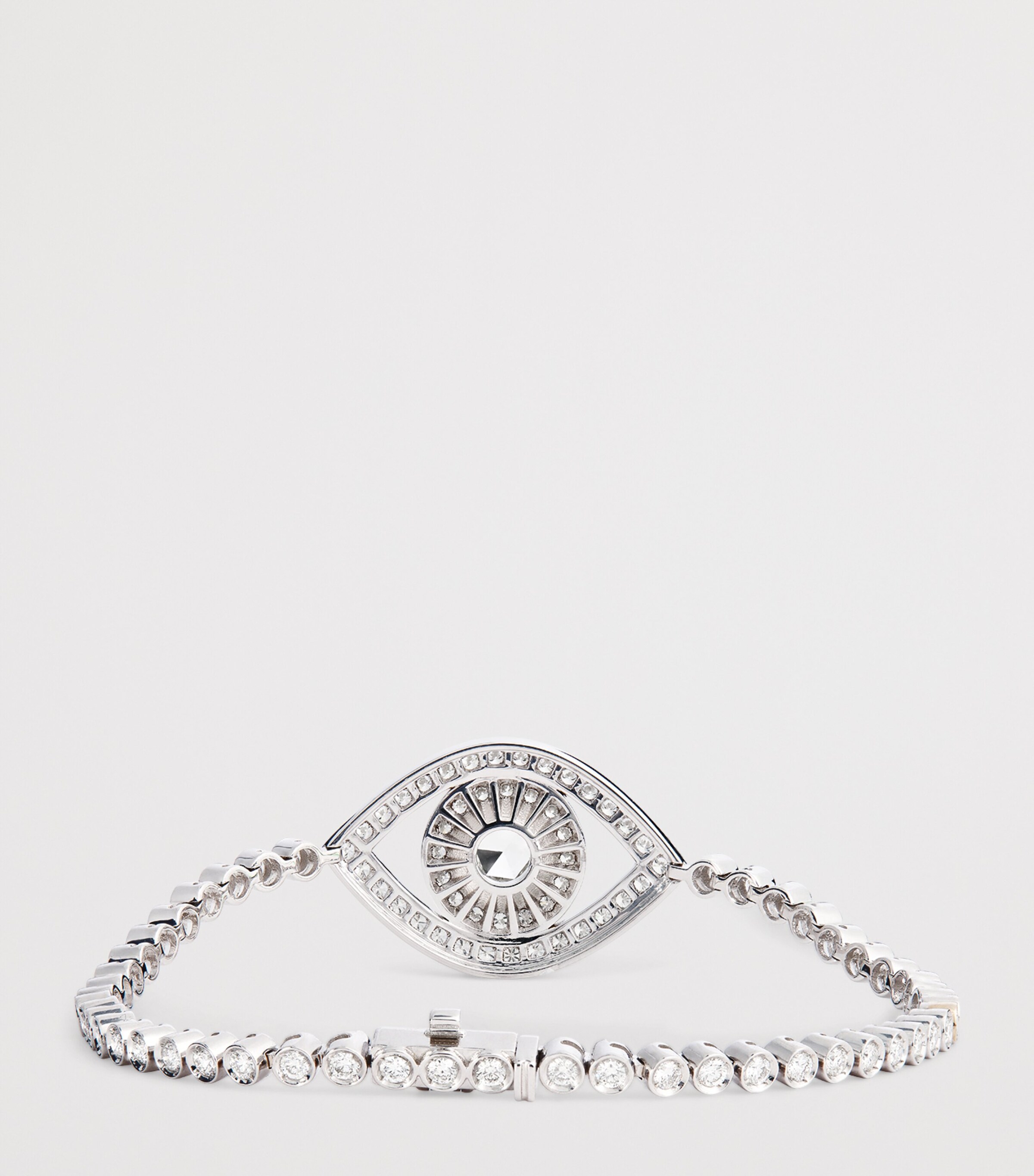 White Gold, Rose-Cut Diamond and Pavé Diamonds Protected Eye Bracelet WHITE GOLD Image 3